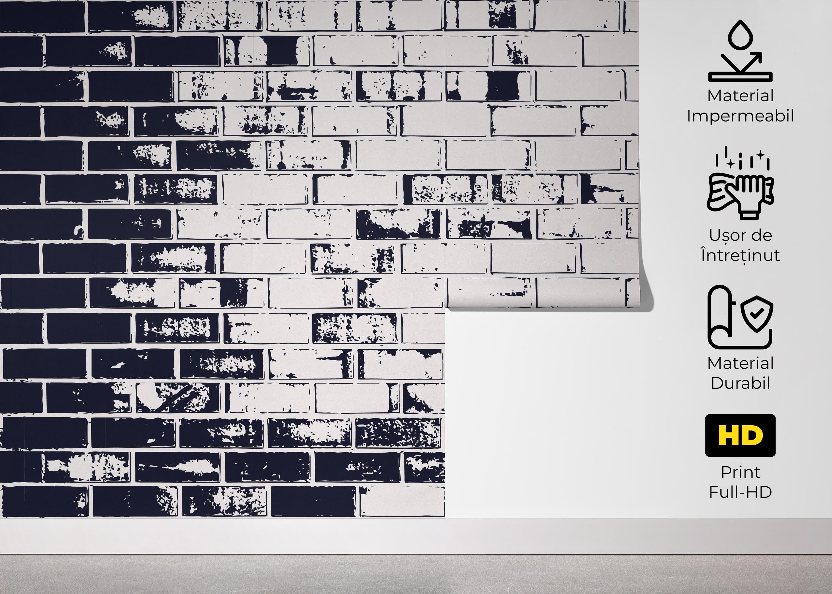 Fototapet Dark Blue Brick mockup 5
