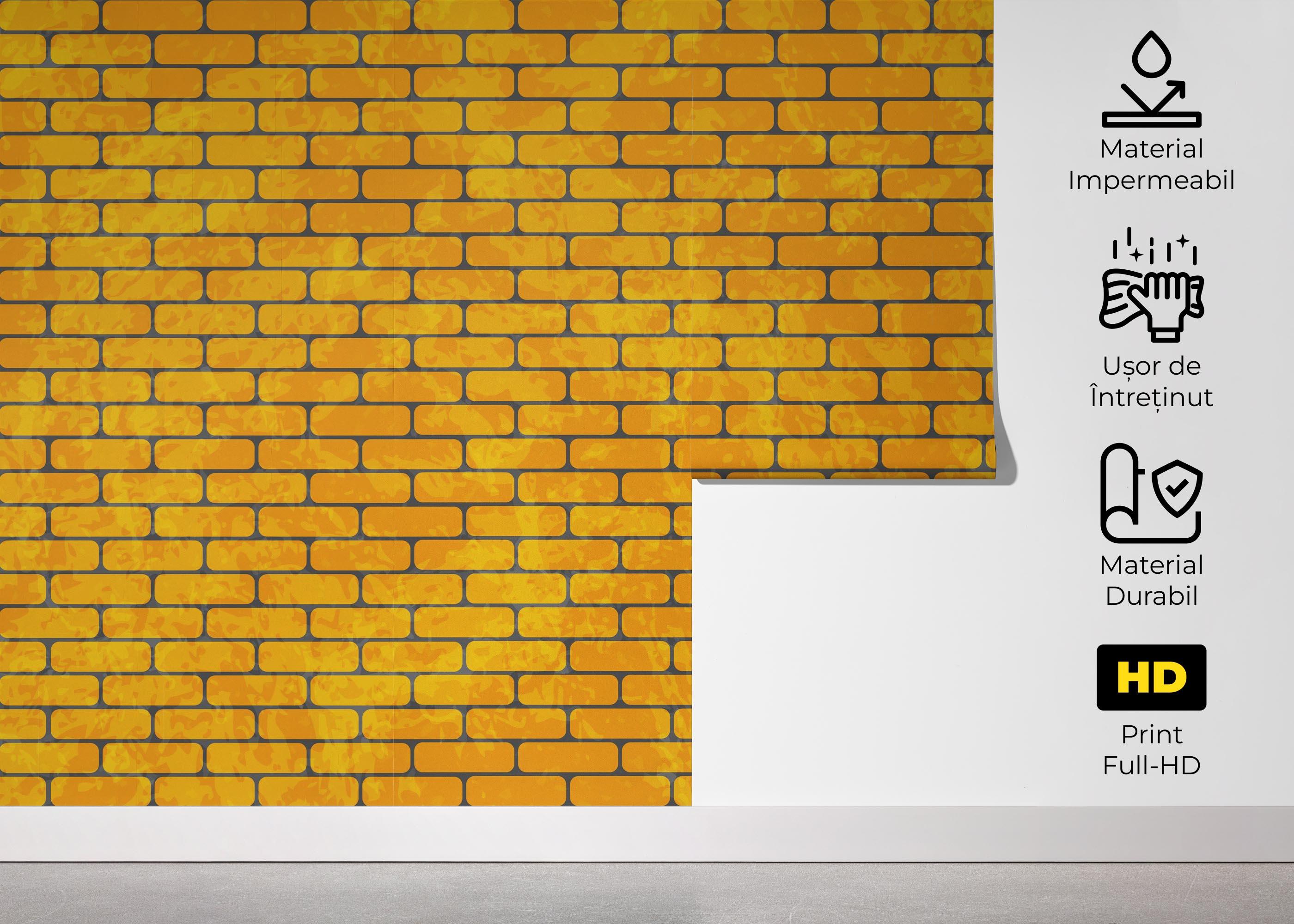 Fototapet Gold Color Brick mockup 5