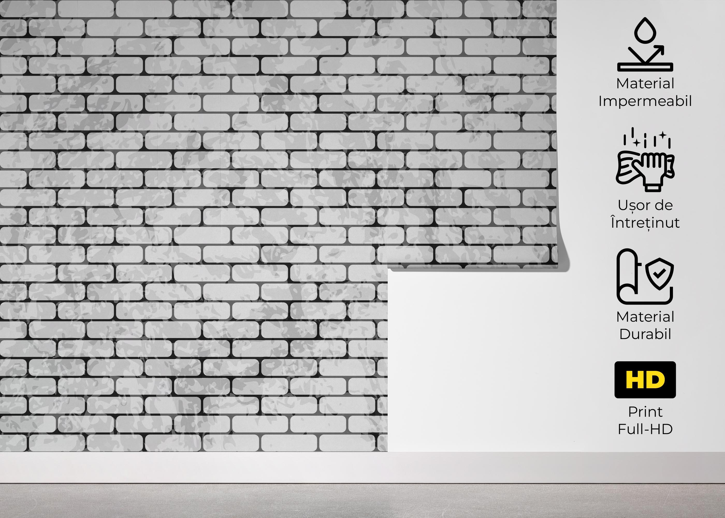 Fototapet Light Brick Grey Wall mockup 5