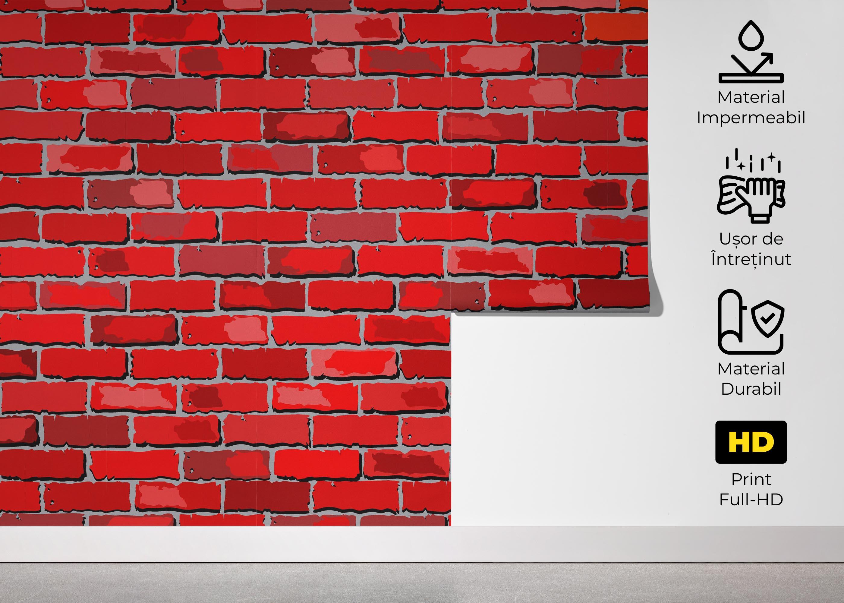 Fototapet Red Color Brick mockup 5