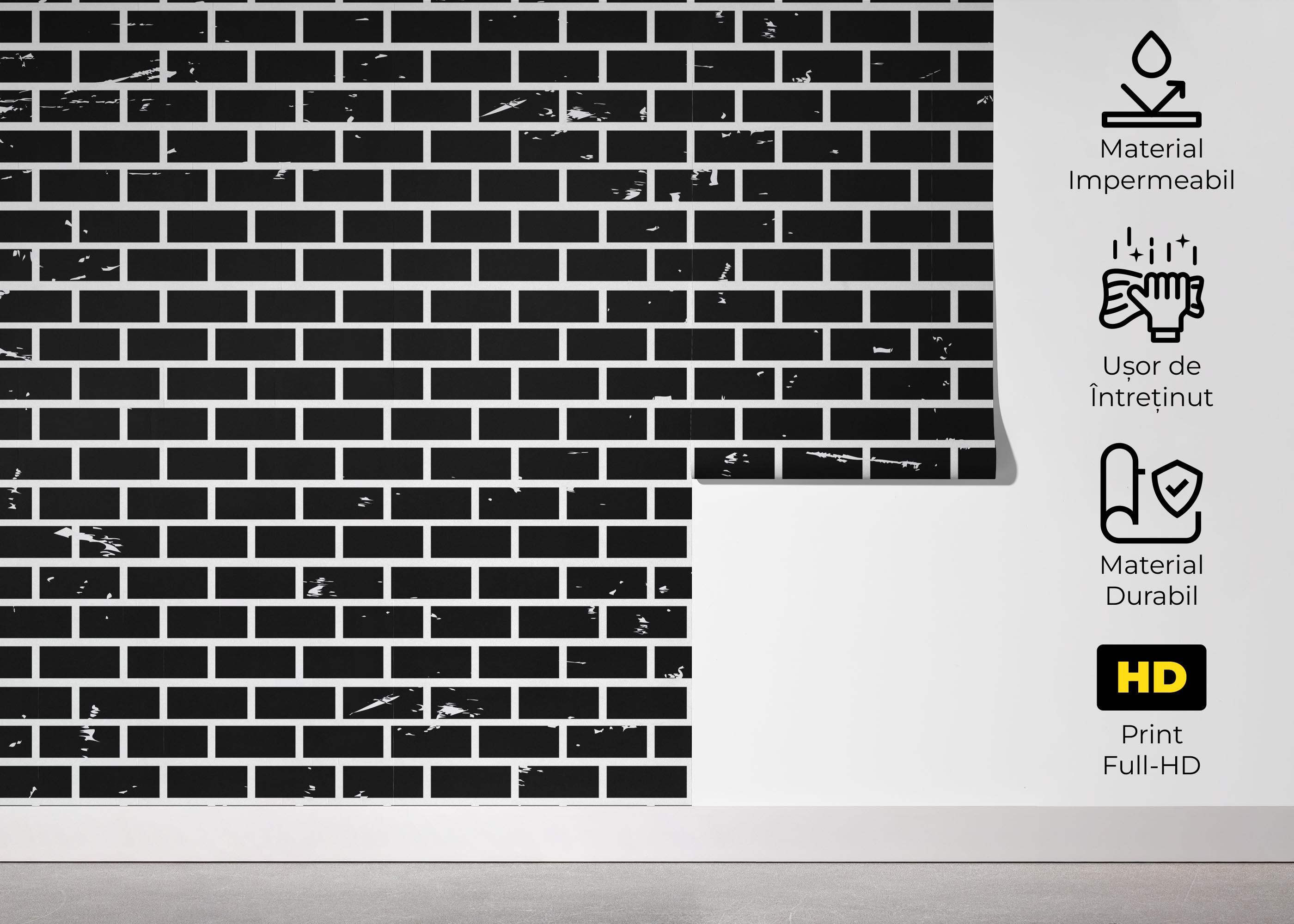 Fototapet Small Black Brick mockup 5