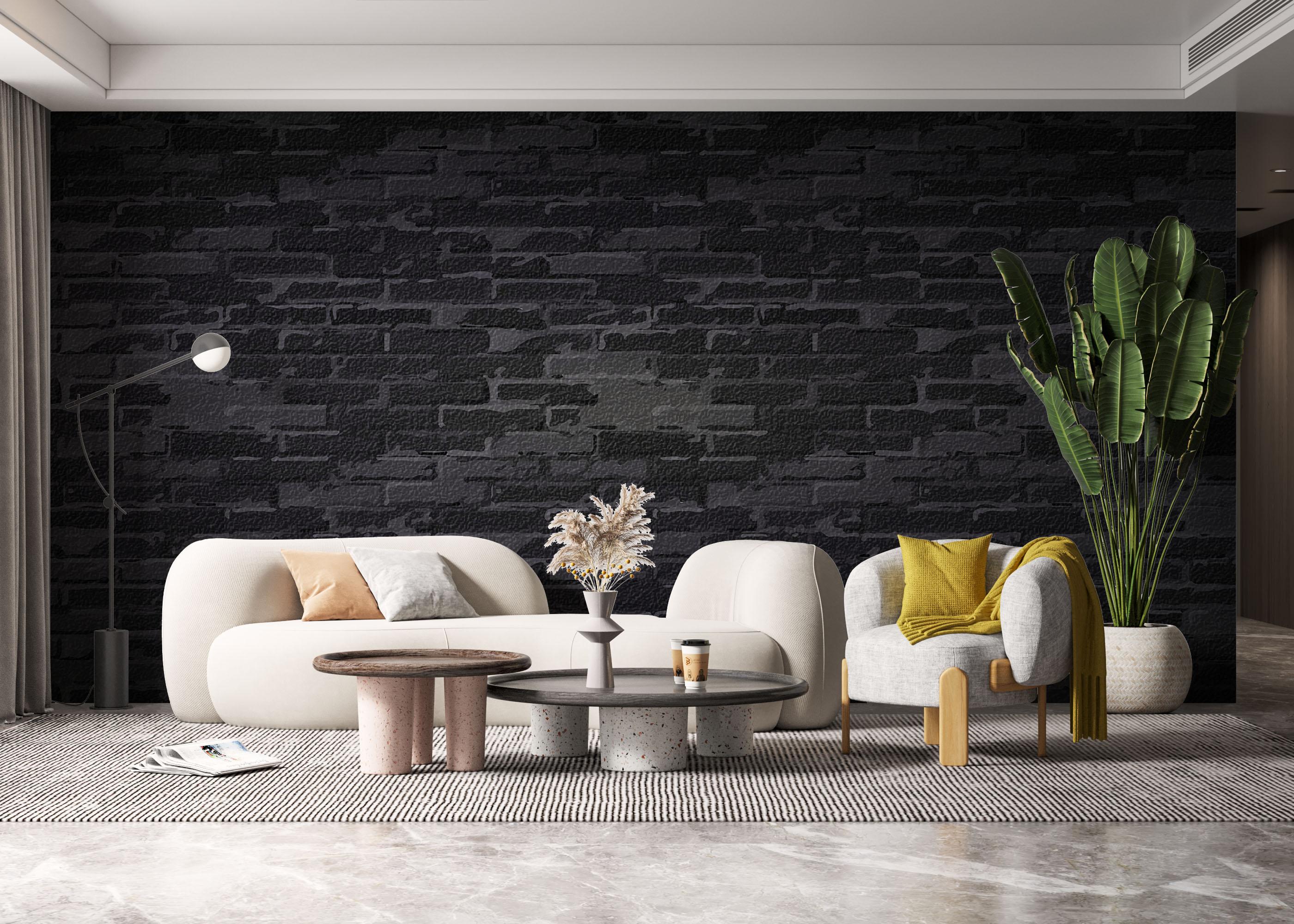 Fototapet Black Grey Brick Wall mockup 6
