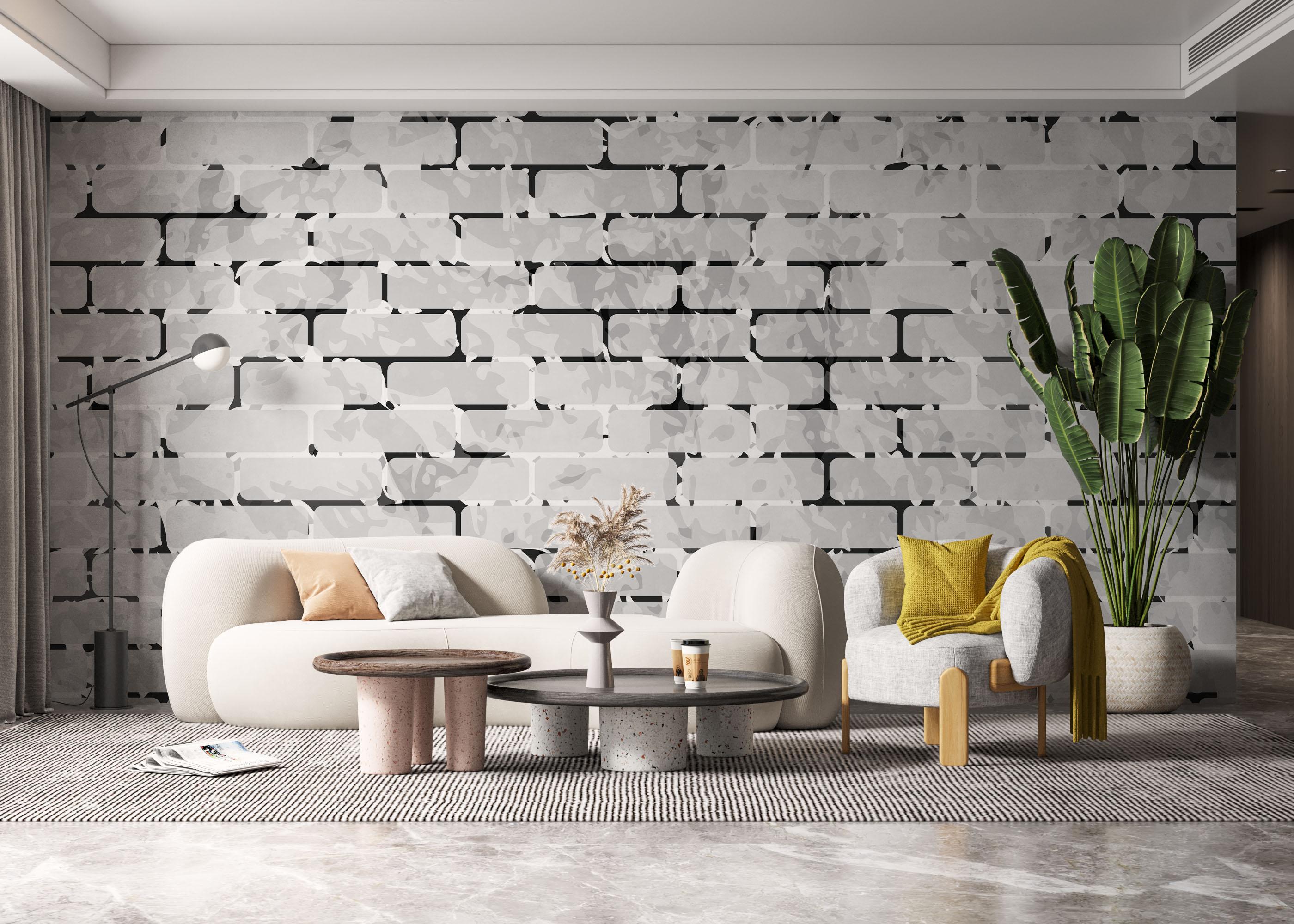 Fototapet Black Line Brick mockup 6