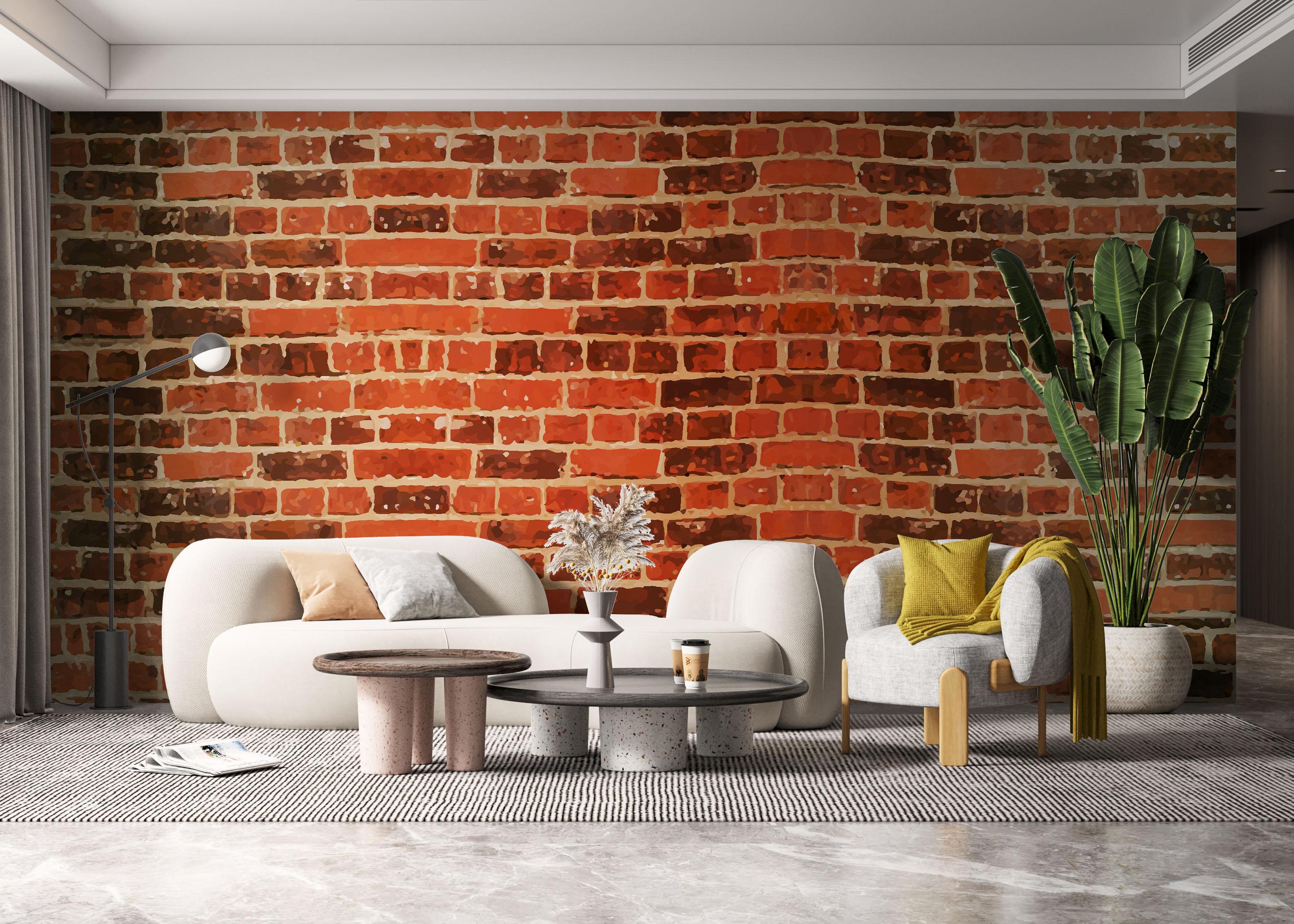 Fototapet Cool Orange Brick mockup 6