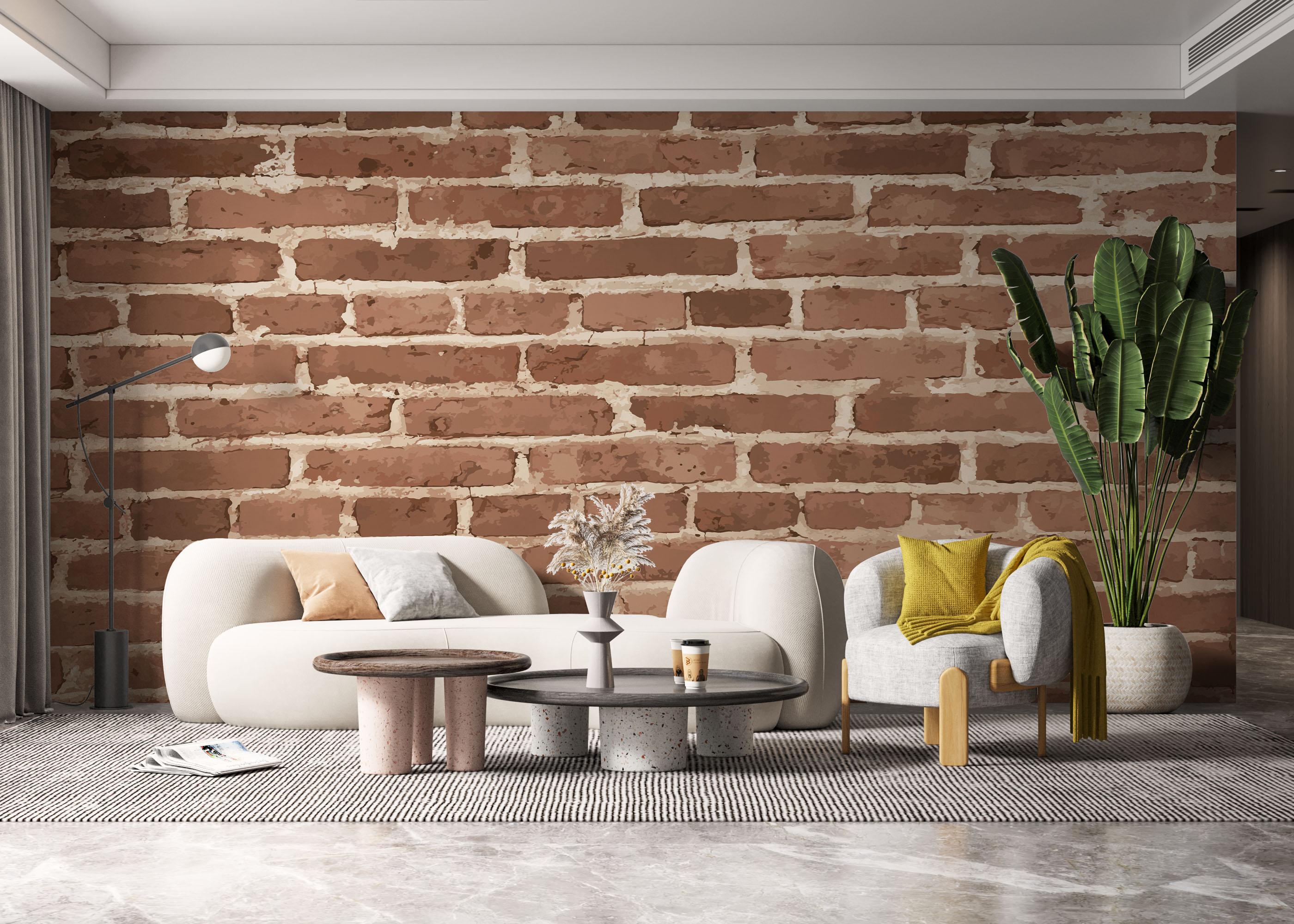 Fototapet Dark Cream Brick mockup 6