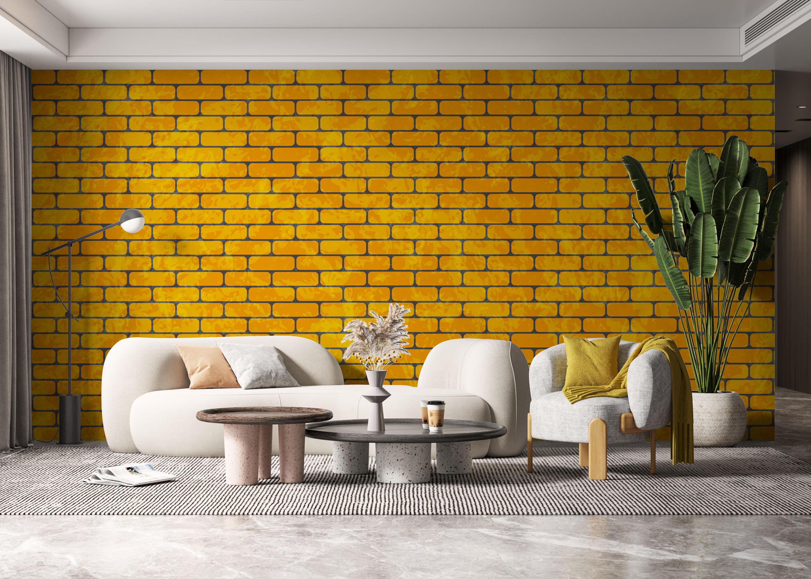 Fototapet Gold Color Brick mockup 6