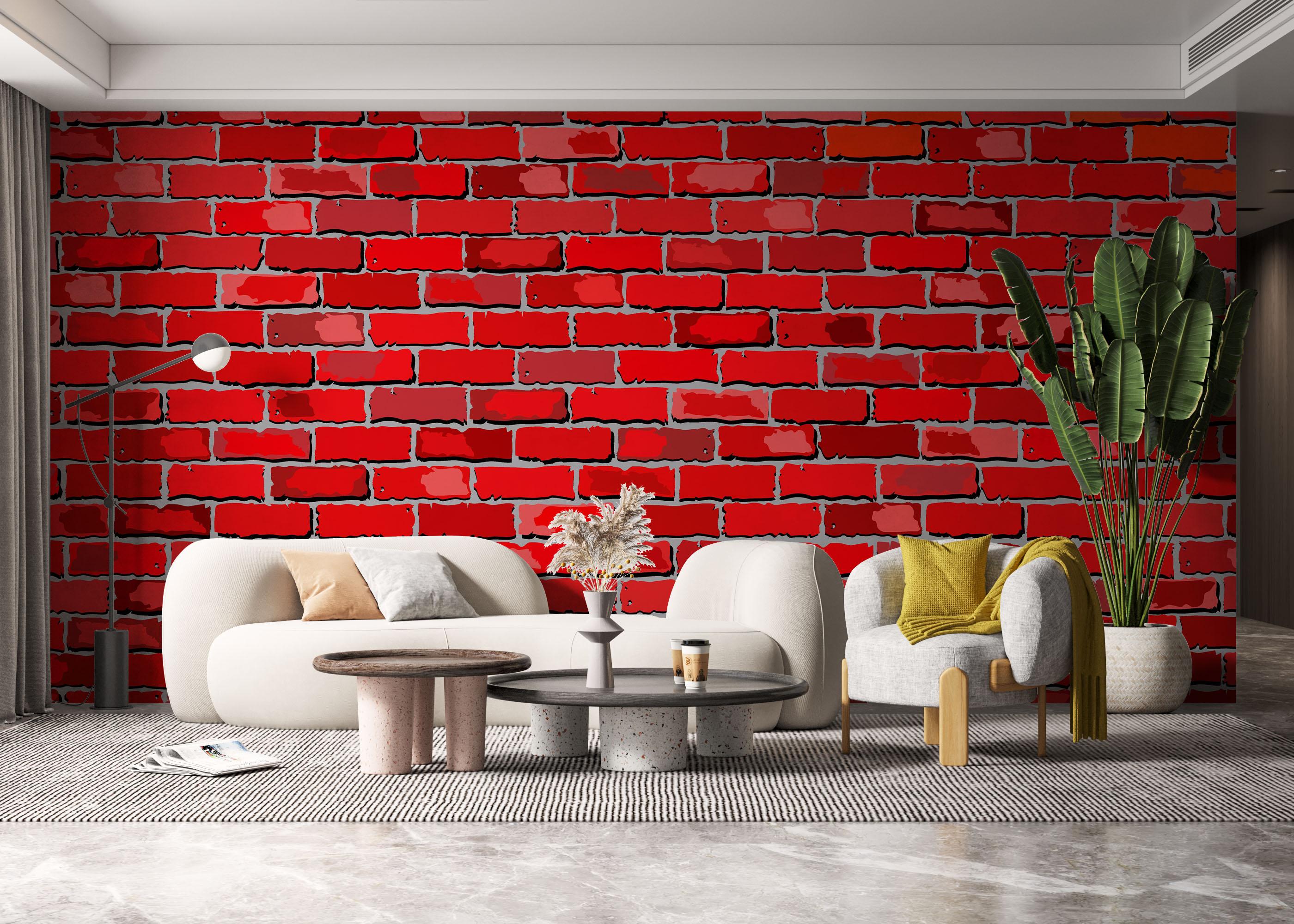 Fototapet Red Color Brick mockup 6