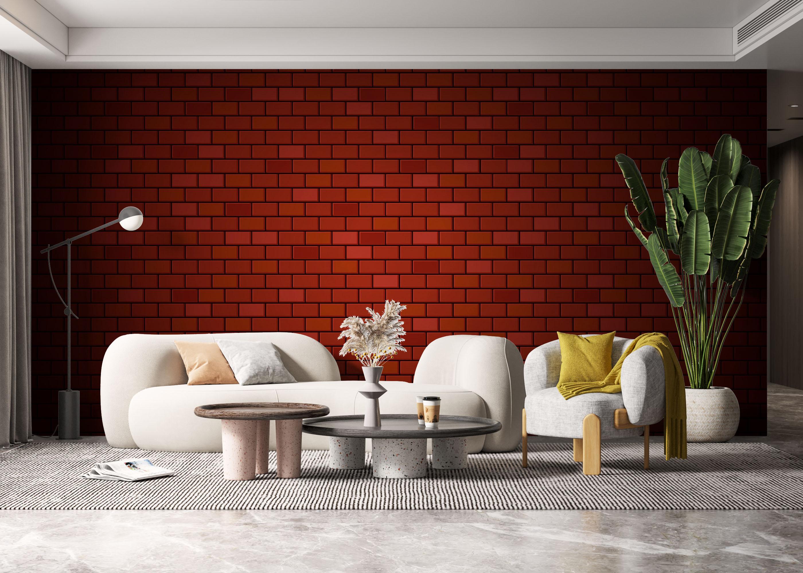 Fototapet Red Light Brick mockup 6