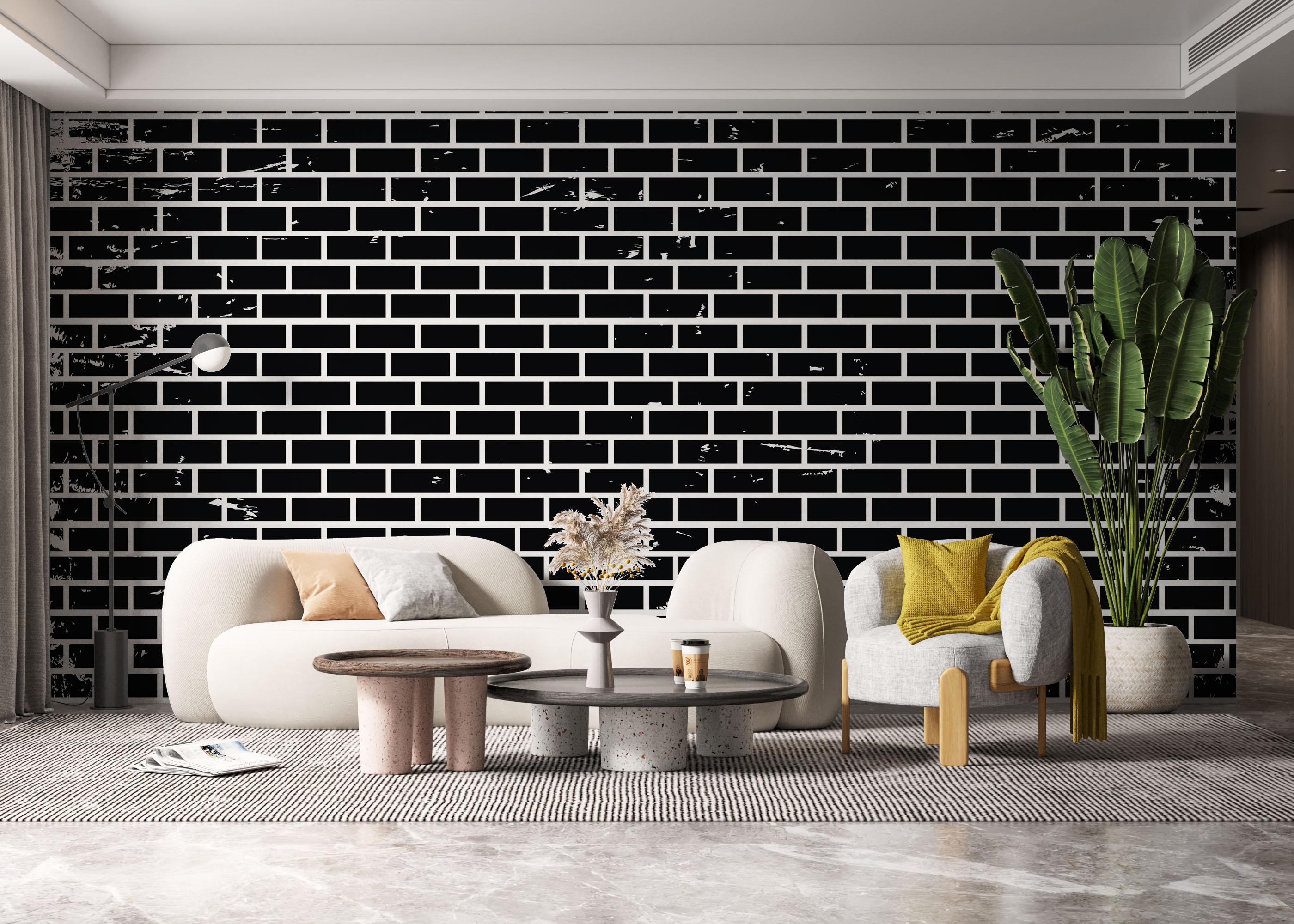 Fototapet Small Black Brick mockup 6