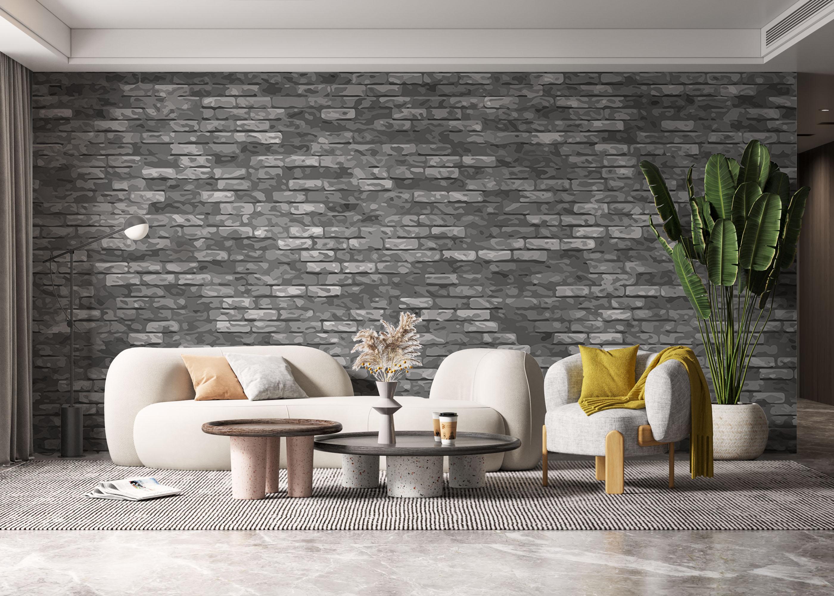 Fototapet Small Dark Grey Brick mockup 6