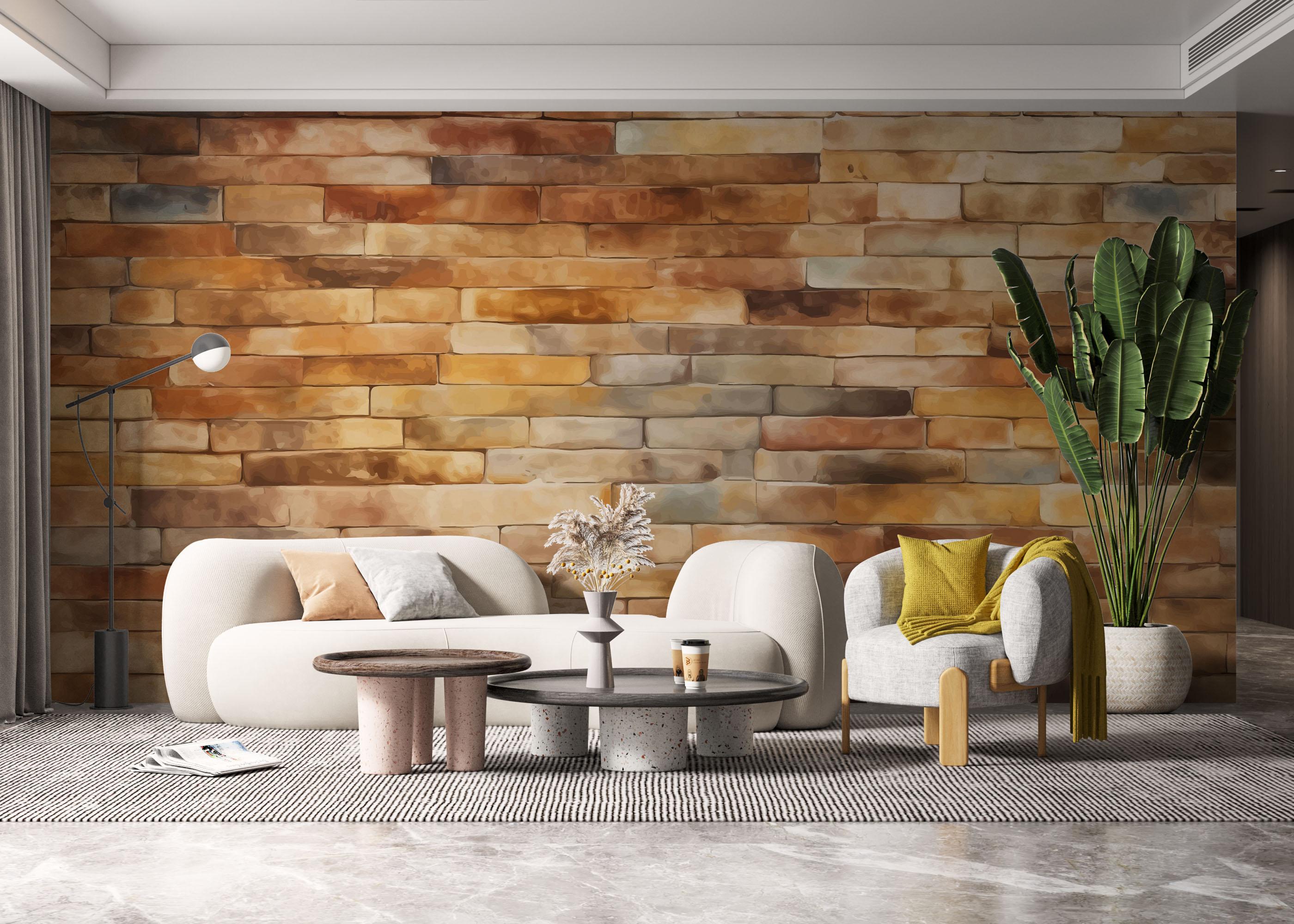 Fototapet Yellow Light Brick mockup 6