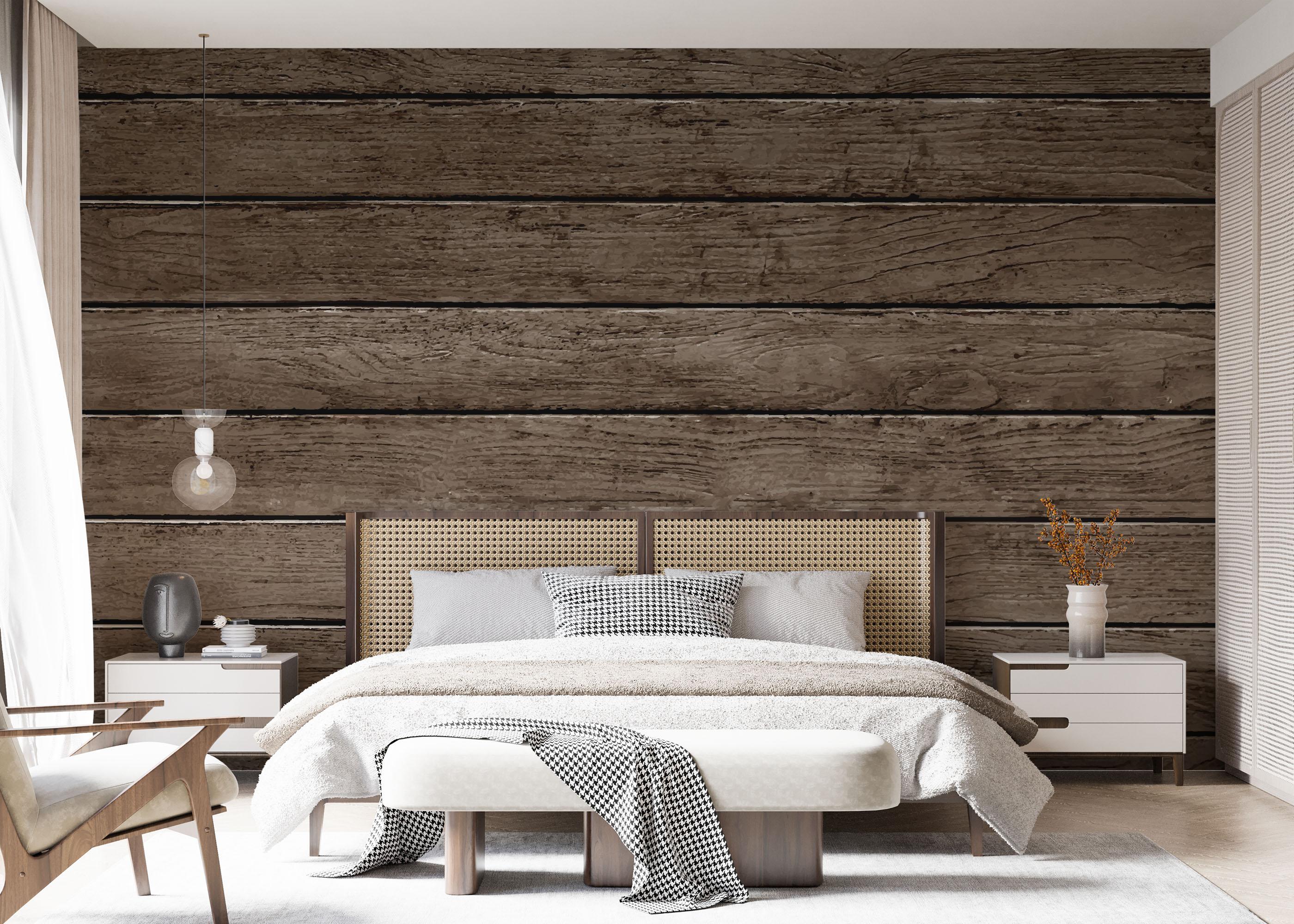 Fototapet Brown Wooden Wall mockup 7