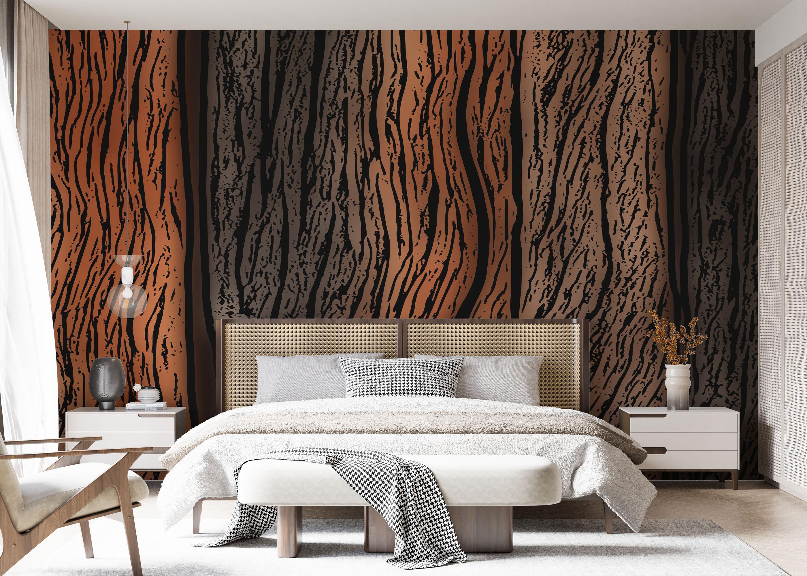 Fototapet Orange Black Wood mockup 7