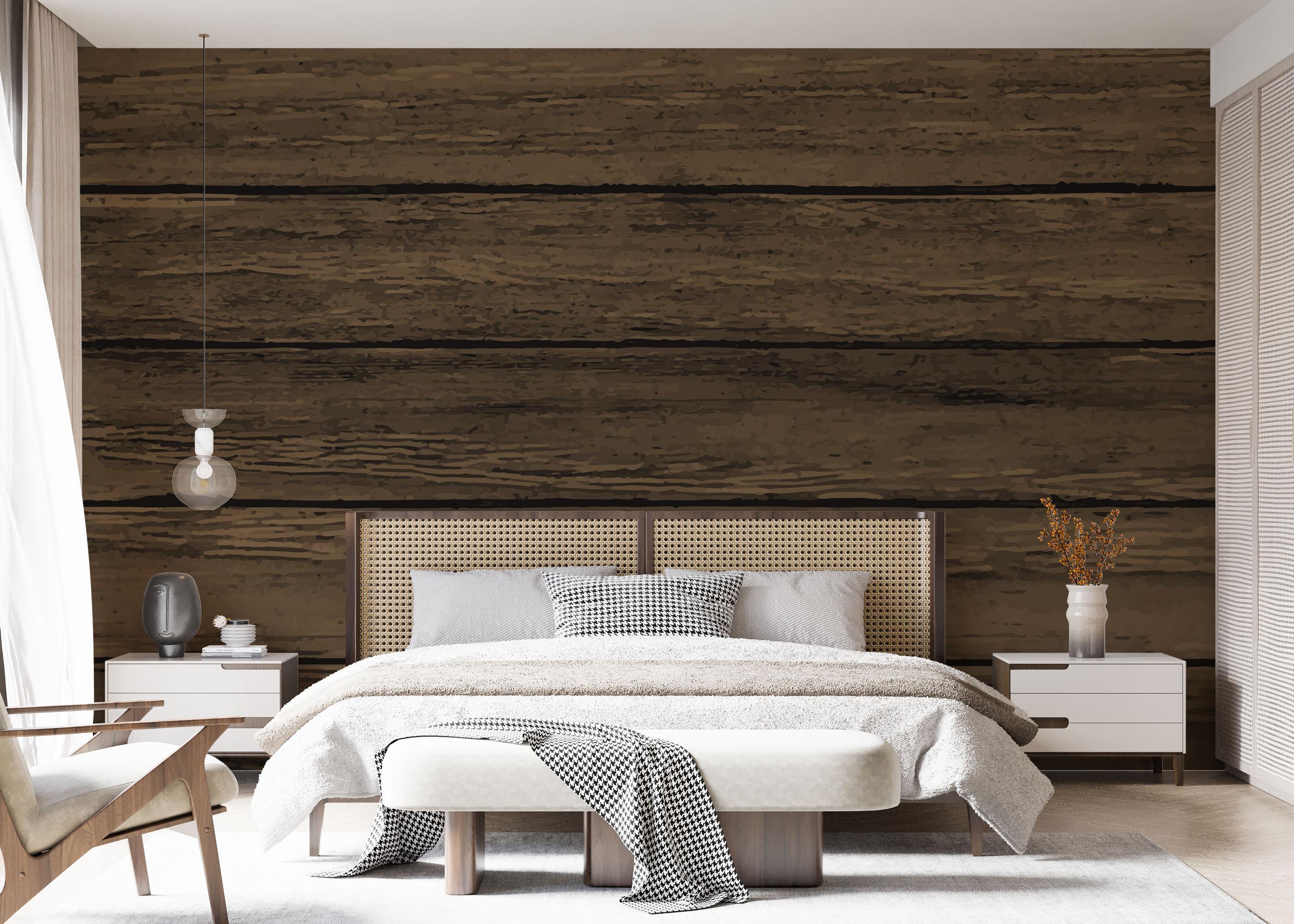 Fototapet Wooden Brown Wall mockup 7