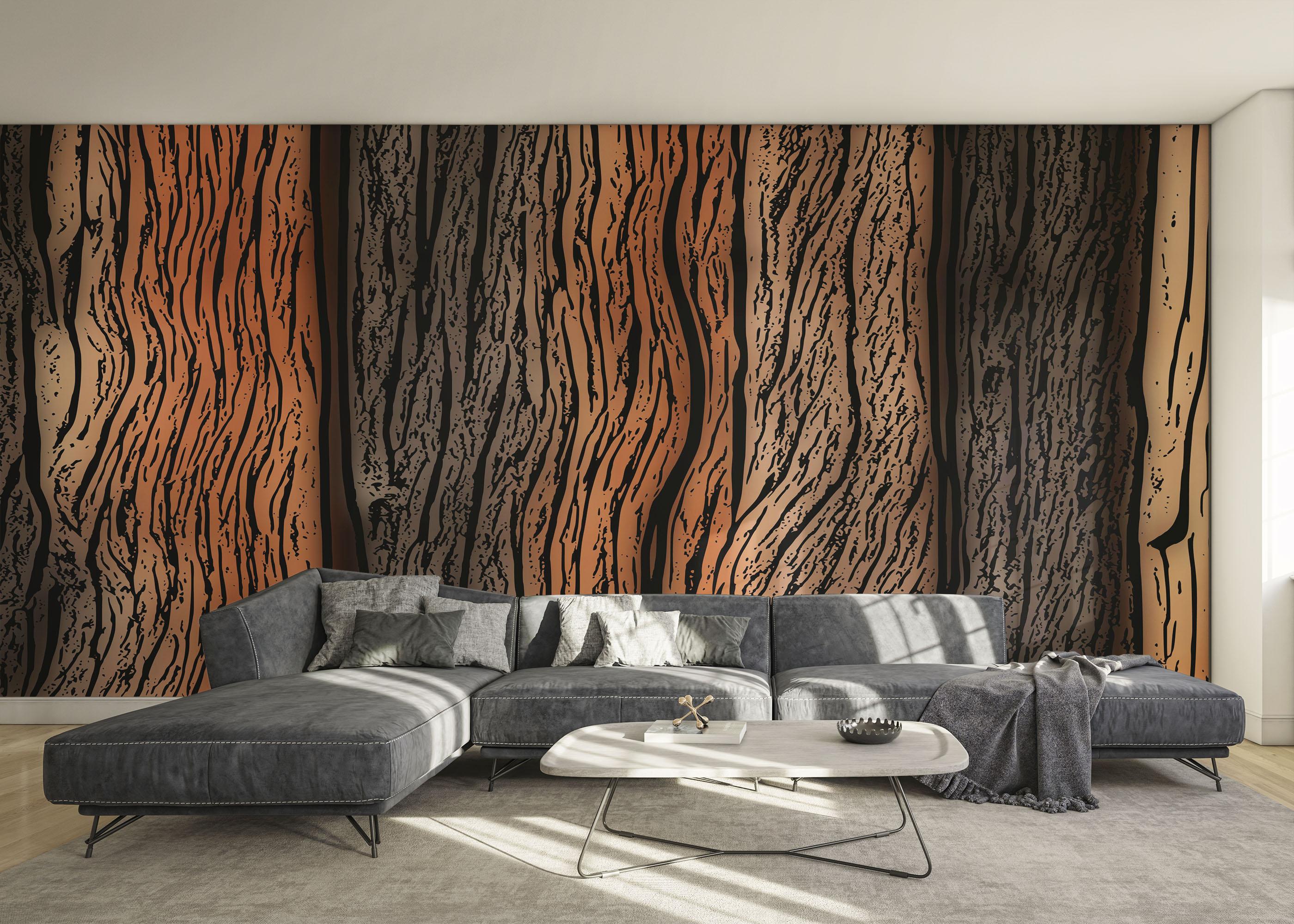 Fototapet Orange Black Wood mockup 0