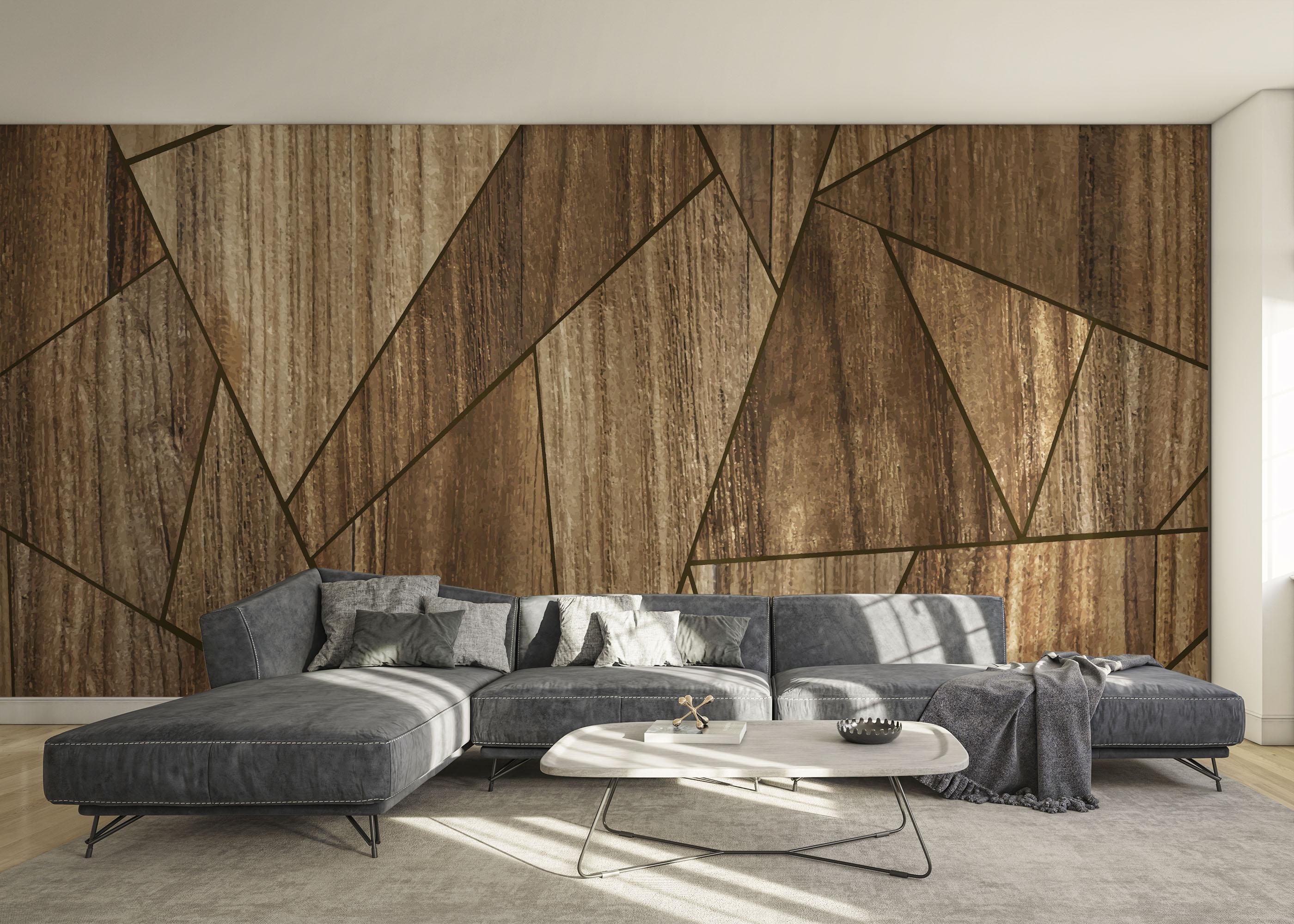 Fototapet Wood Triangle mockup 0