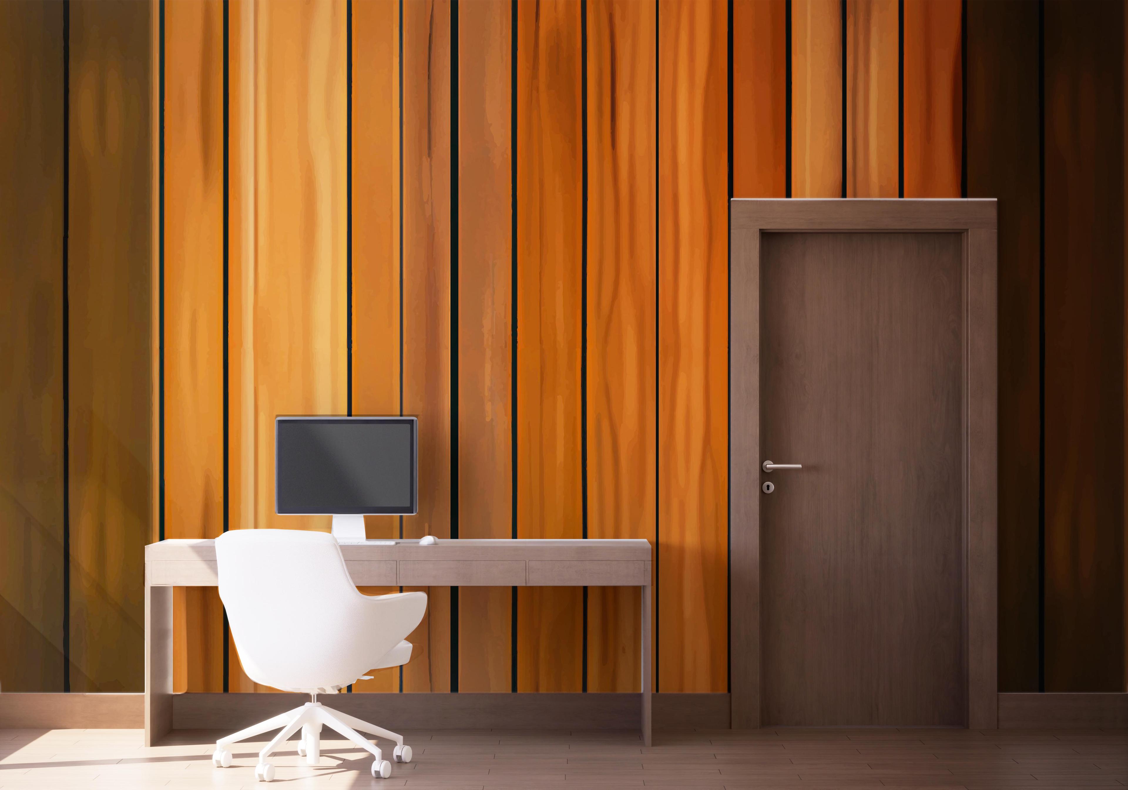 Fototapet Orange Brown Wood mockup 1