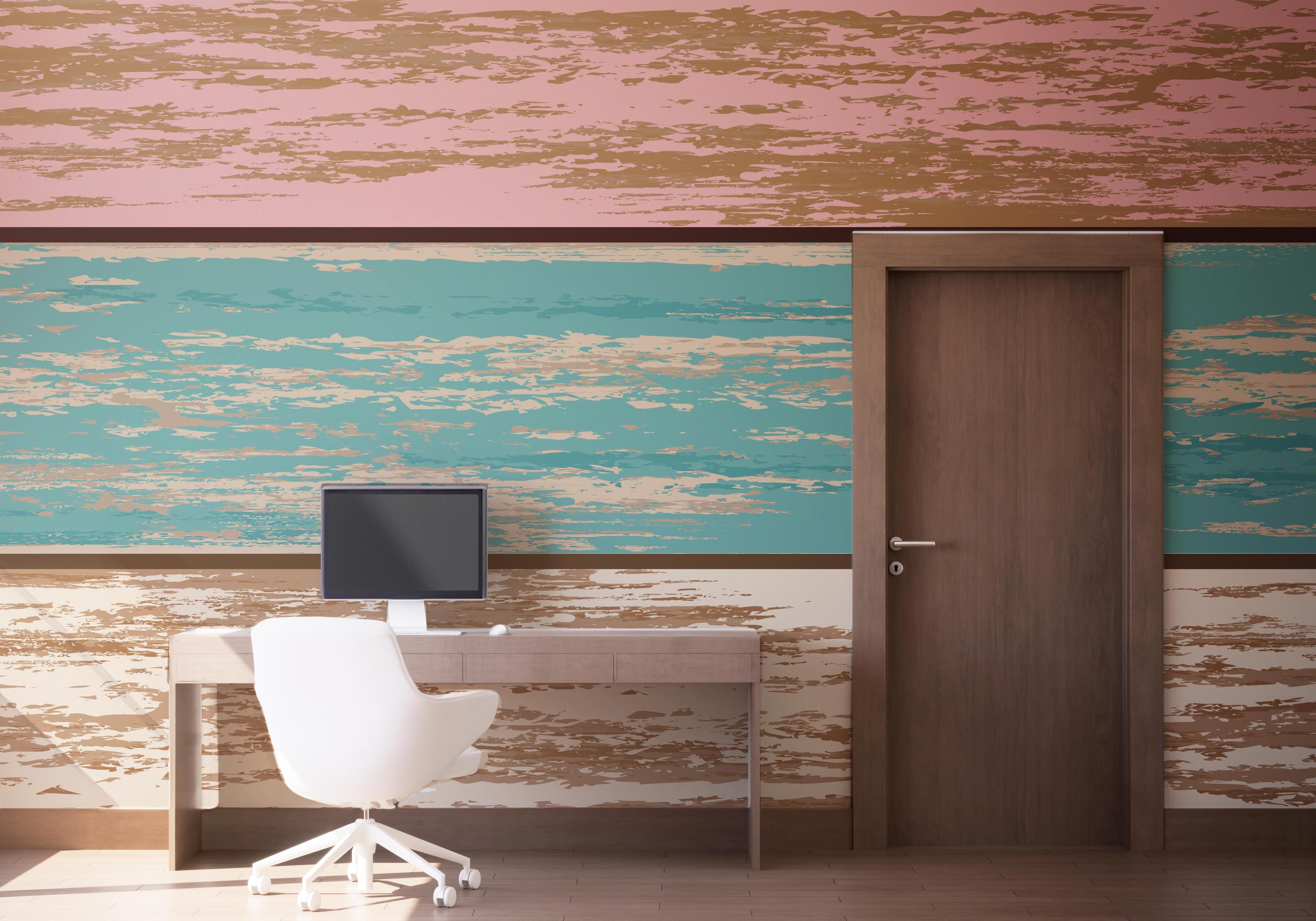 Fototapet Pink Blue Wood mockup 1