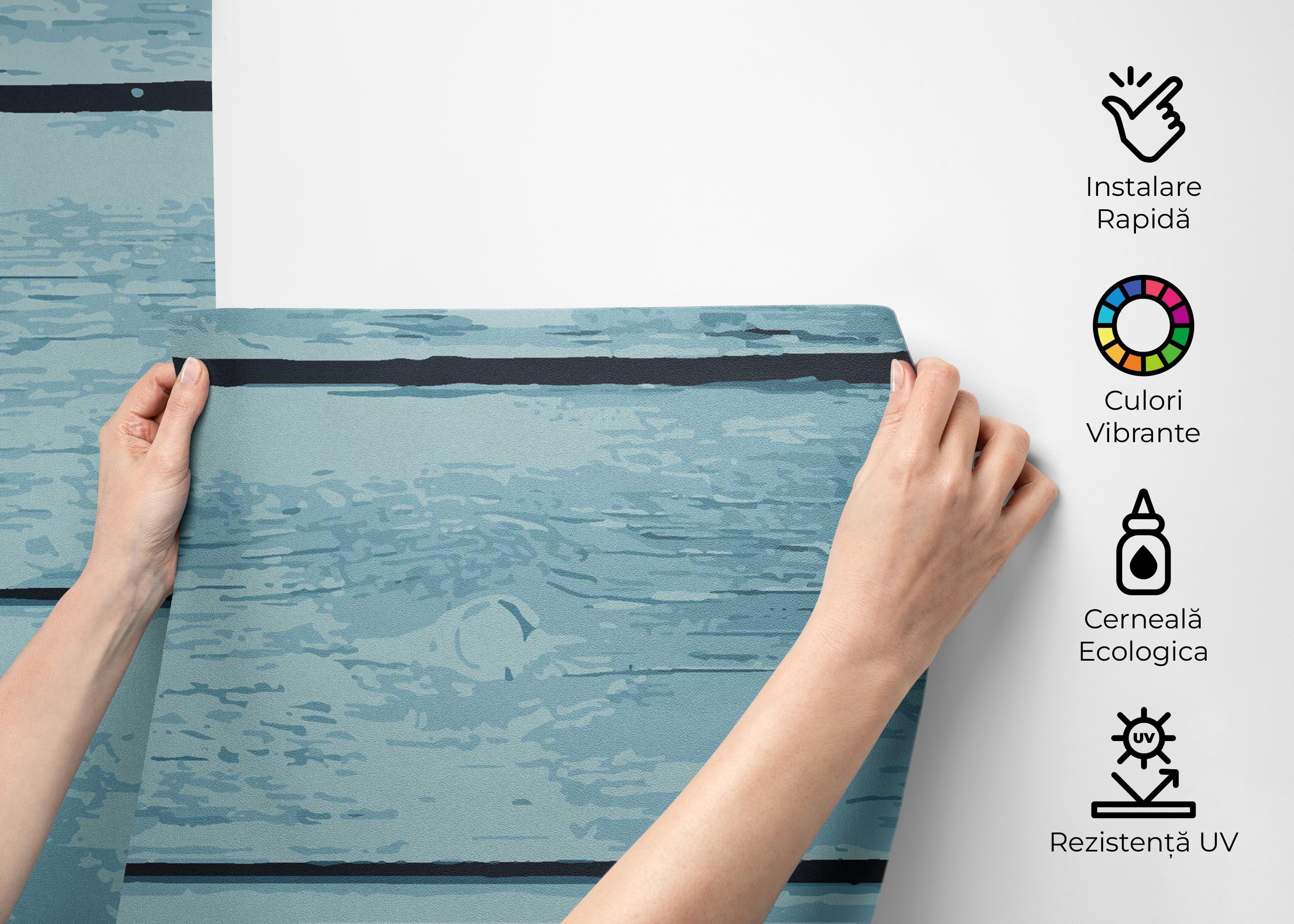 Fototapet Blue Nice Wood mockup 2