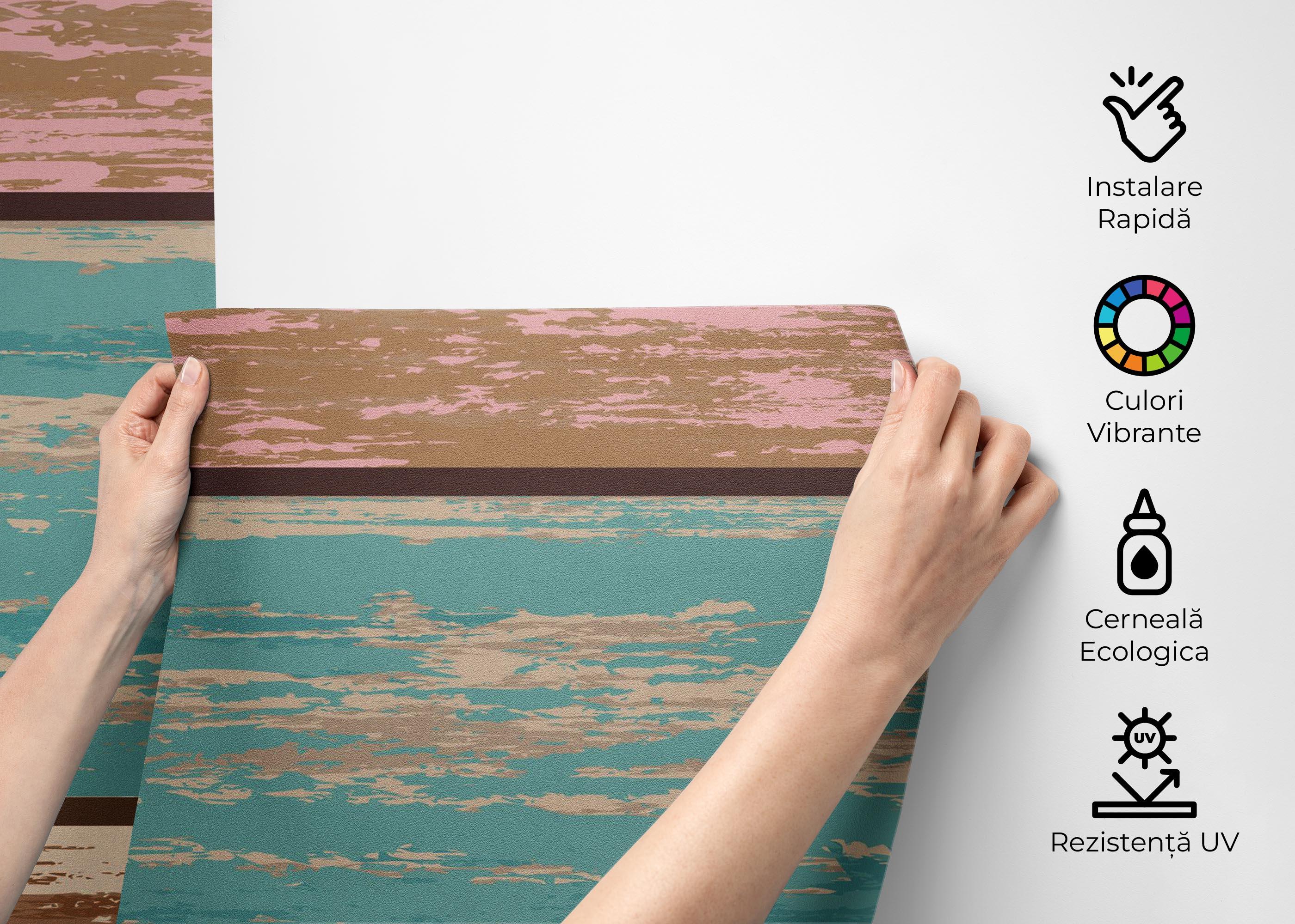 Fototapet Pink Blue Wood mockup 2