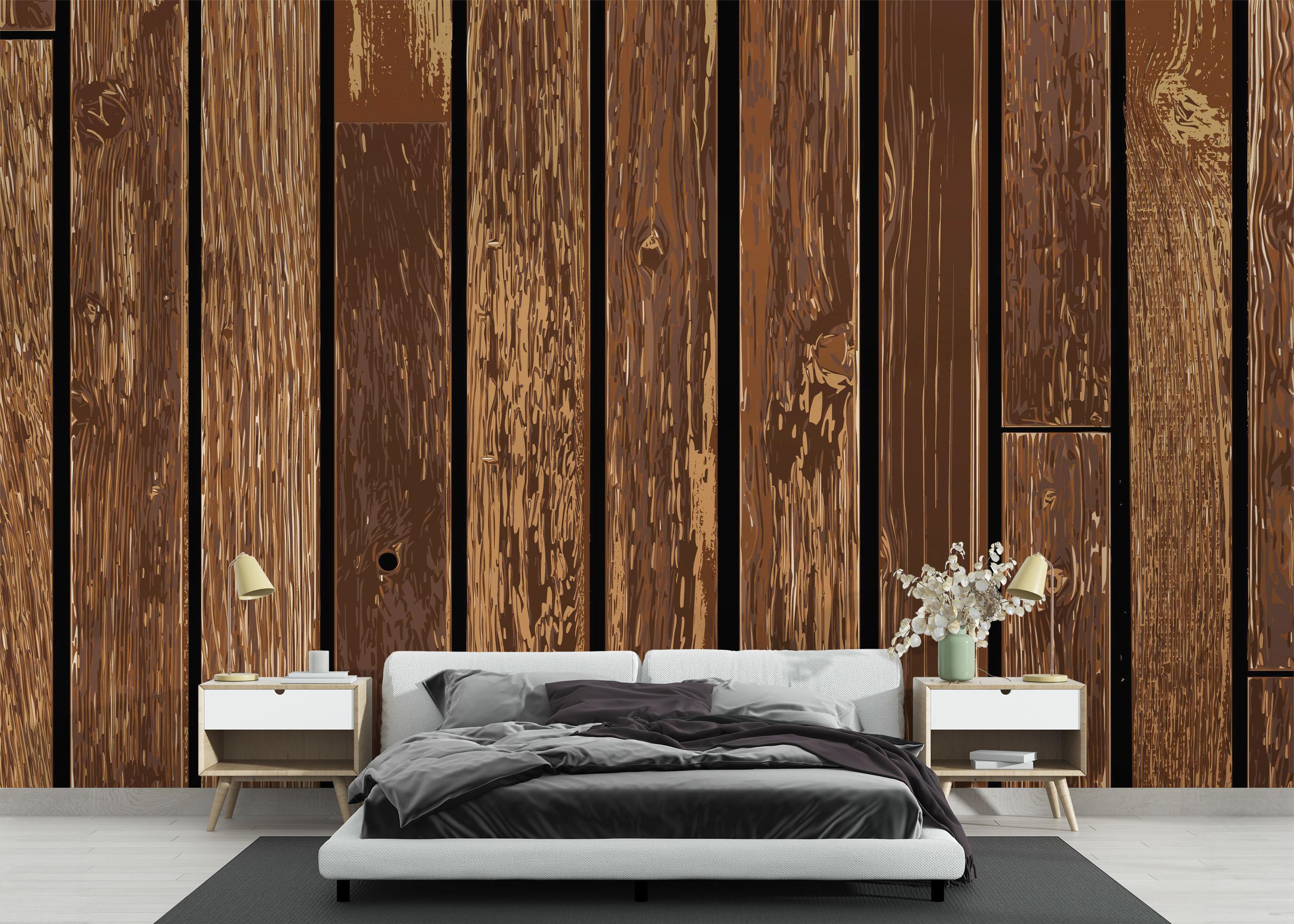 Fototapet Black Brown Wood mockup 3