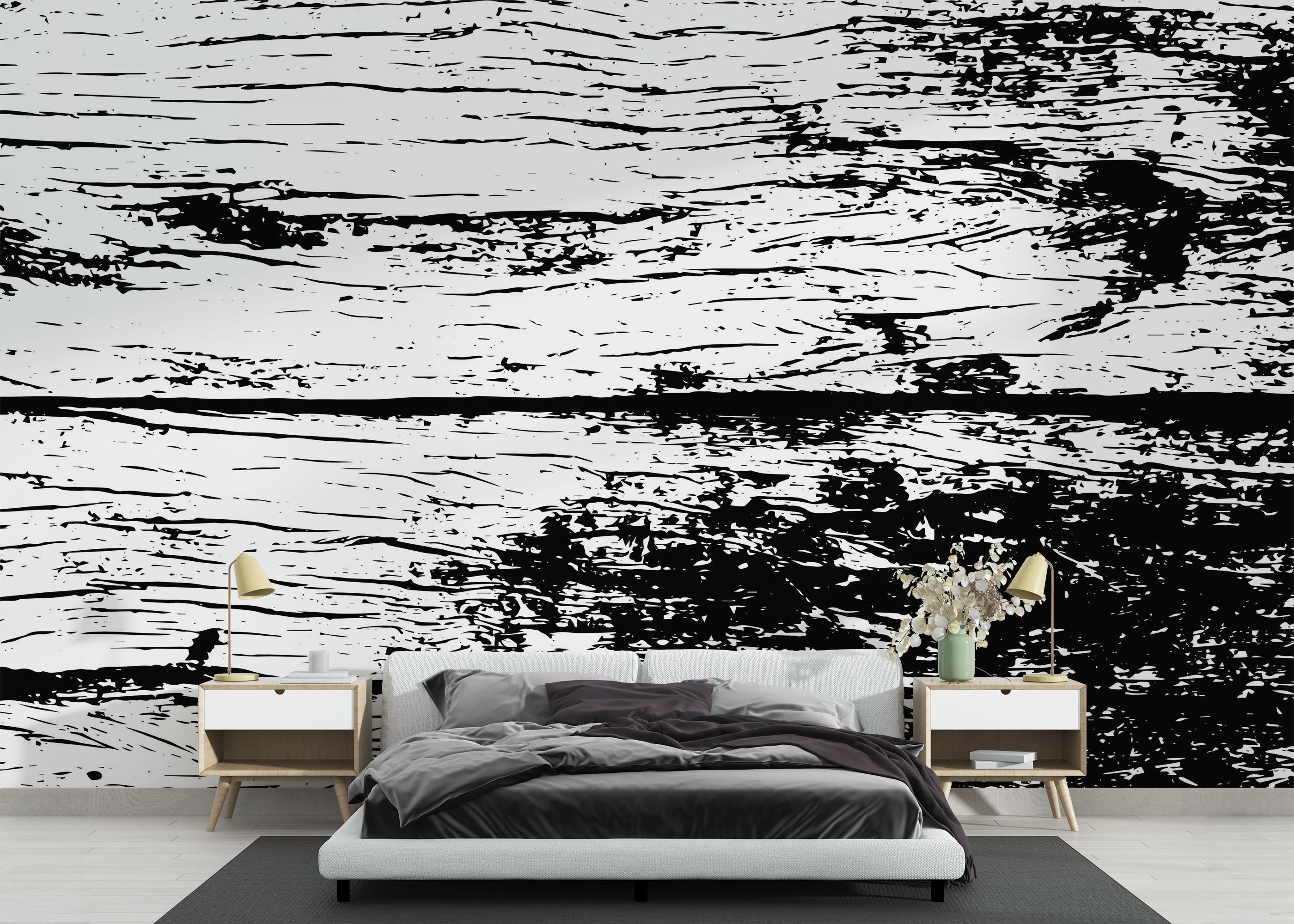 Fototapet Black White Wood mockup 3