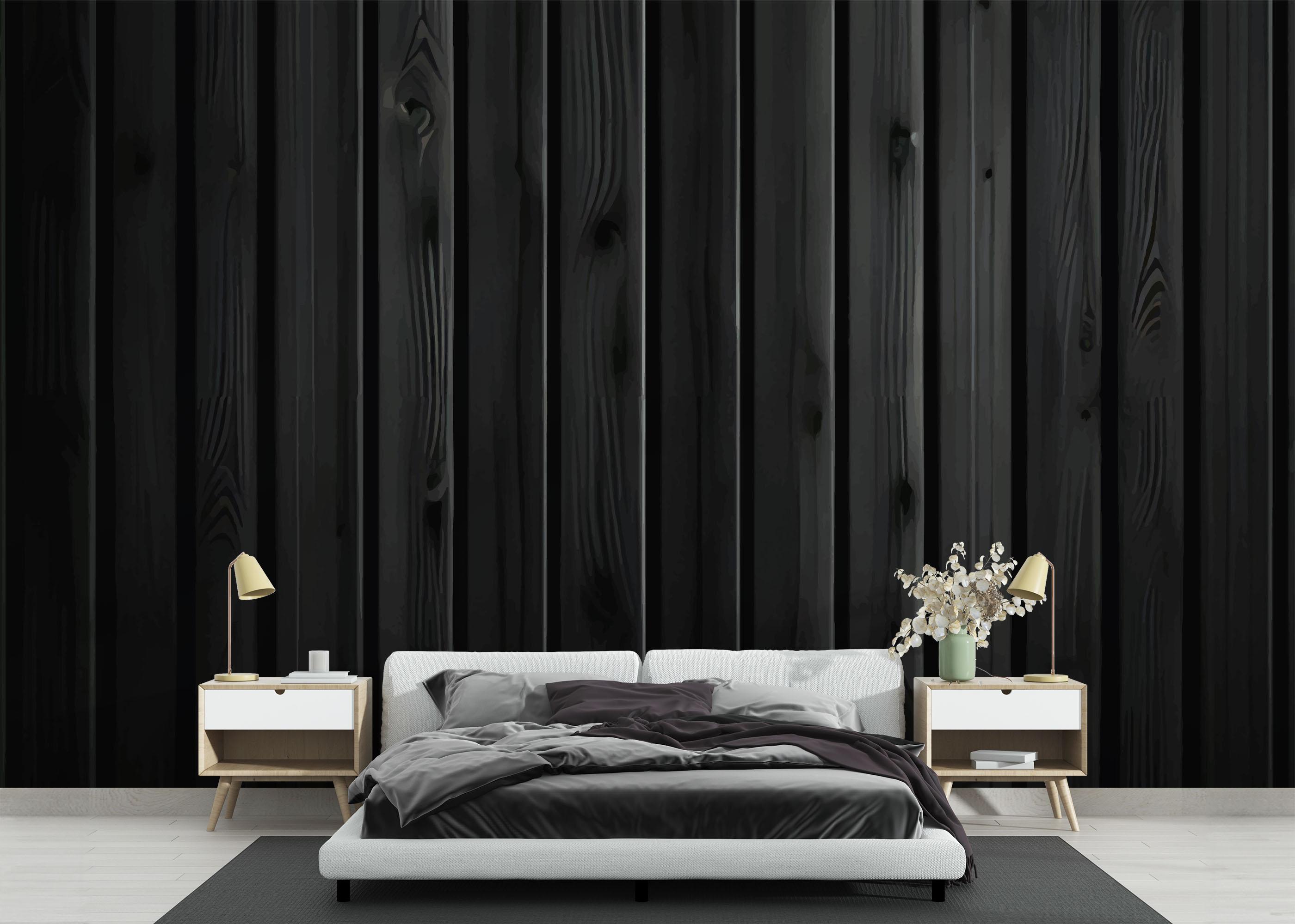 Fototapet Black Wood Wall mockup 3