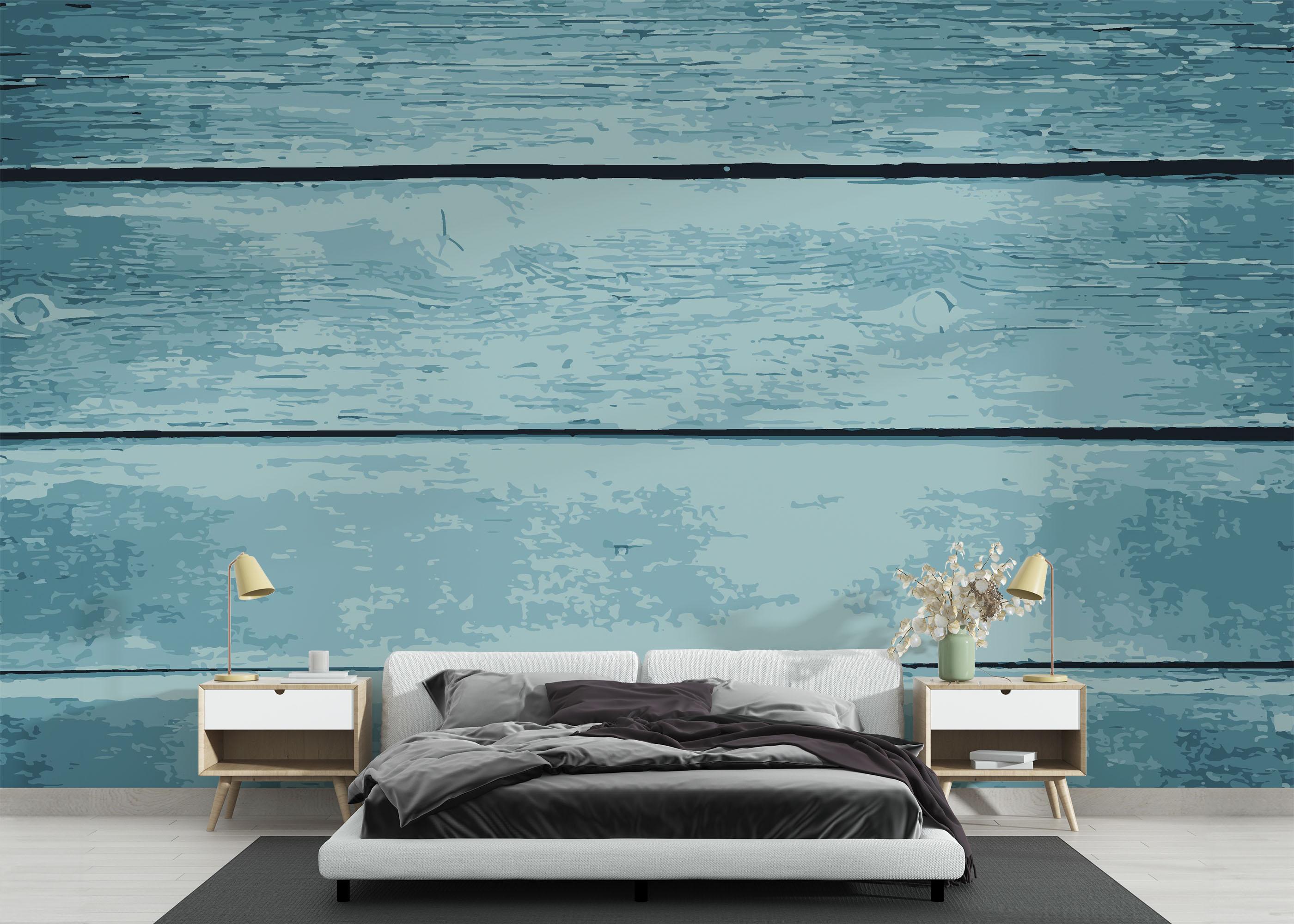 Fototapet Blue Nice Wood mockup 3