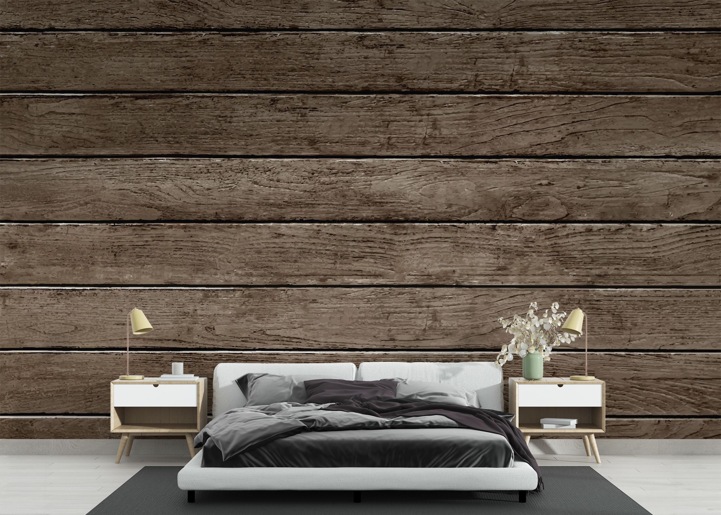 Fototapet Brown Wooden Wall mockup 3