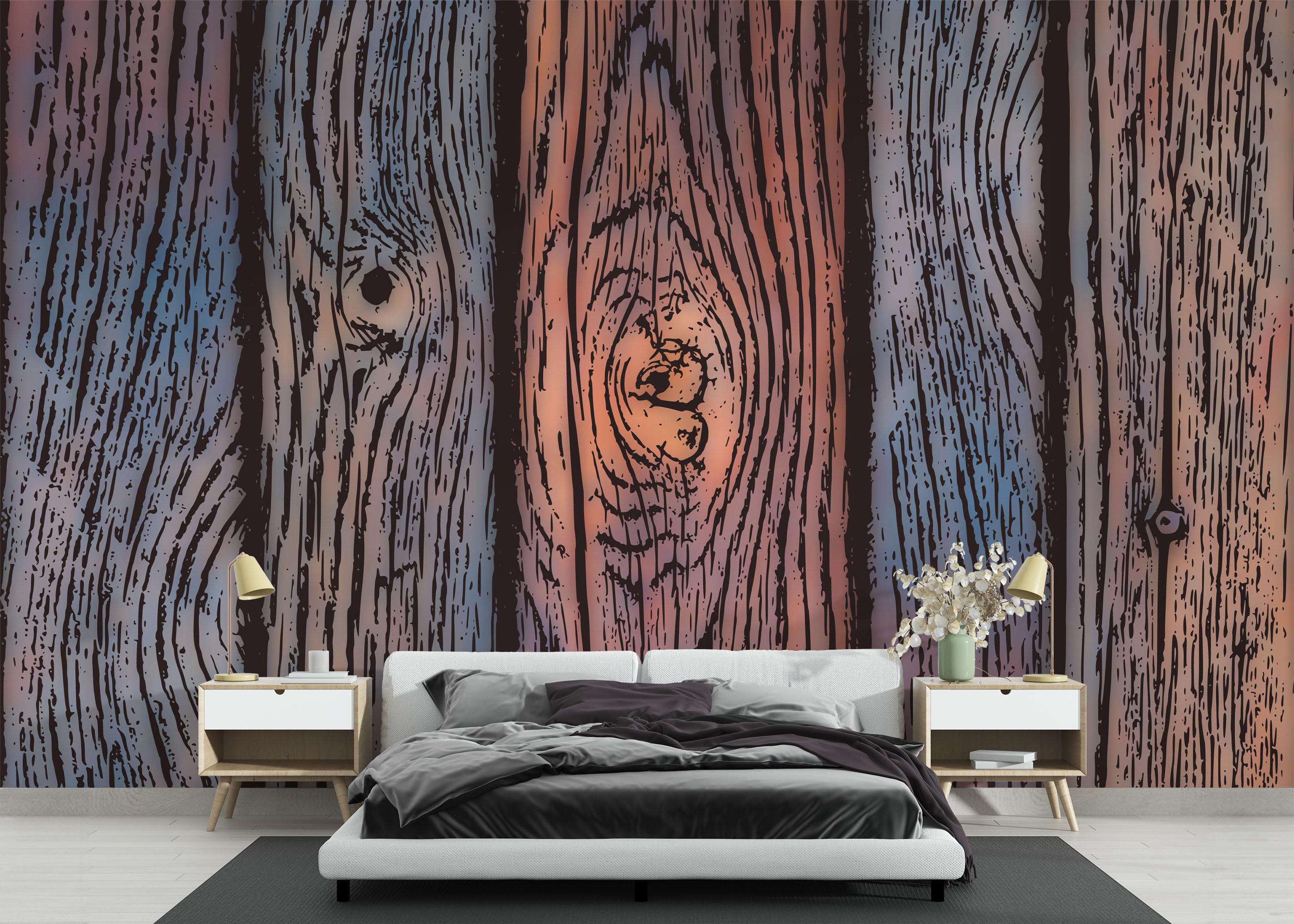 Fototapet Colorful Wood Wall mockup 3