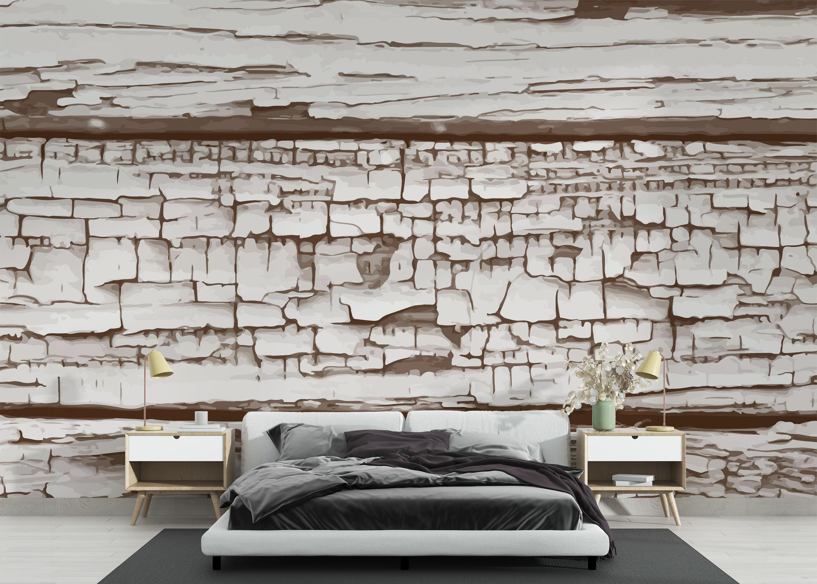 Fototapet Cracked Wood Paint mockup 3