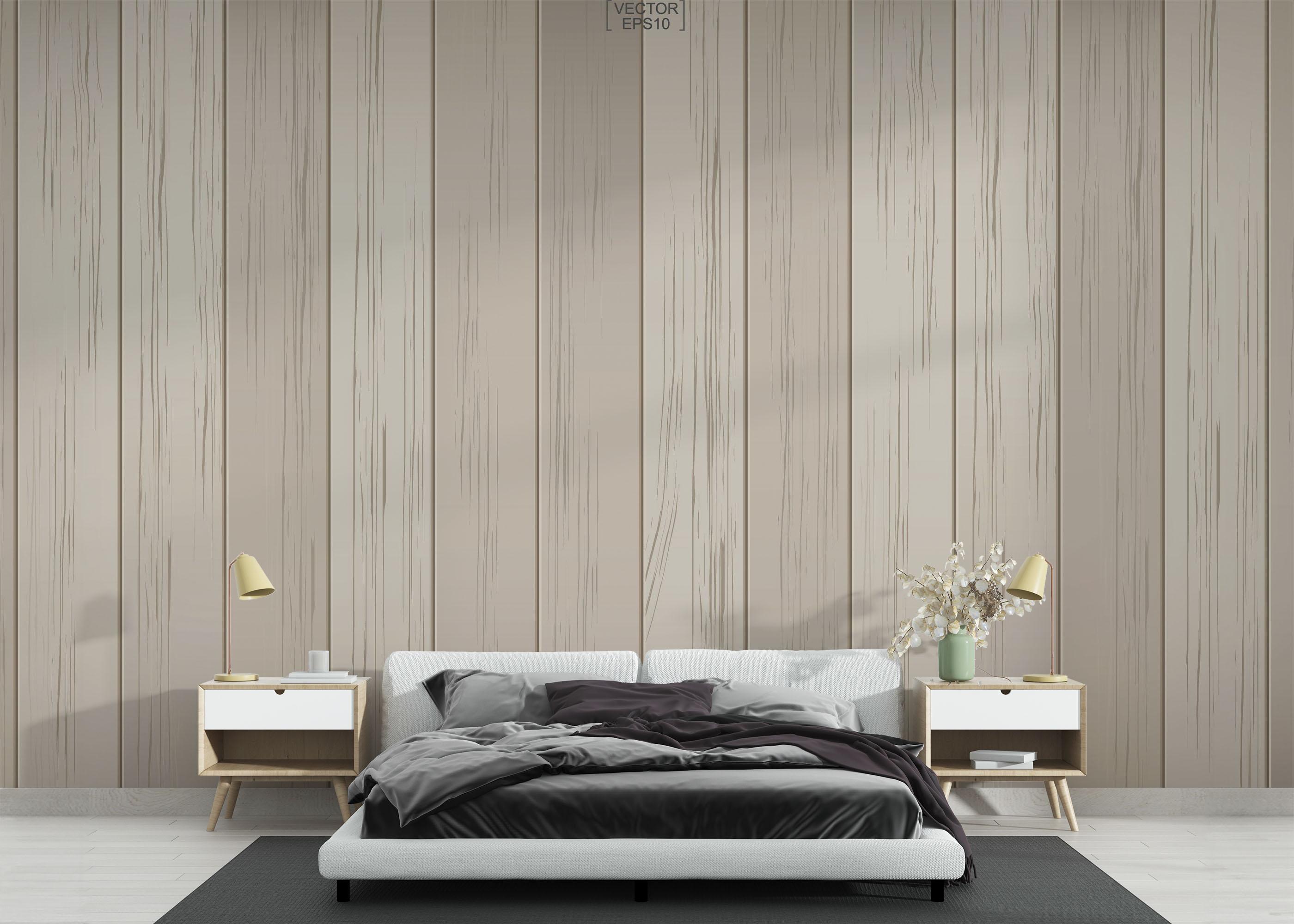 Fototapet Cream Wood Wall mockup 3