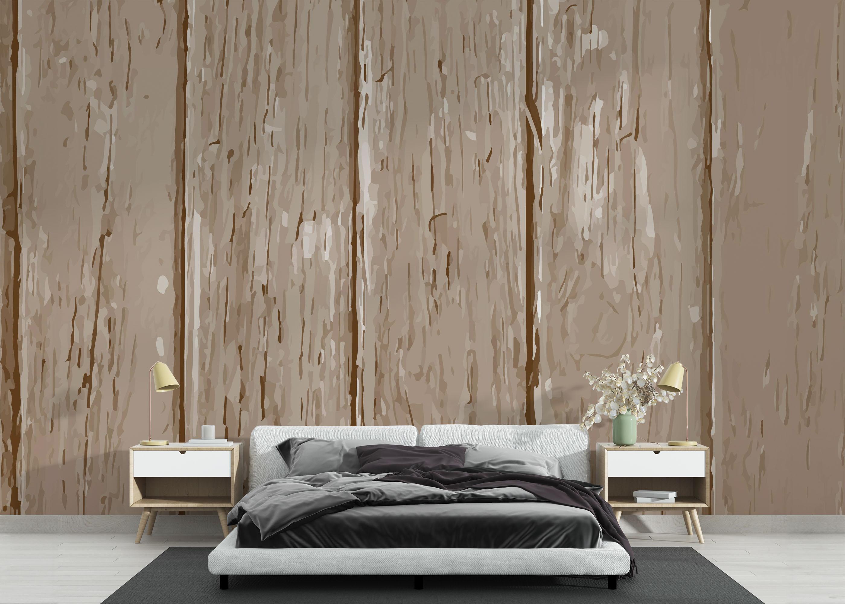 Fototapet Cream Wooden Wall mockup 3