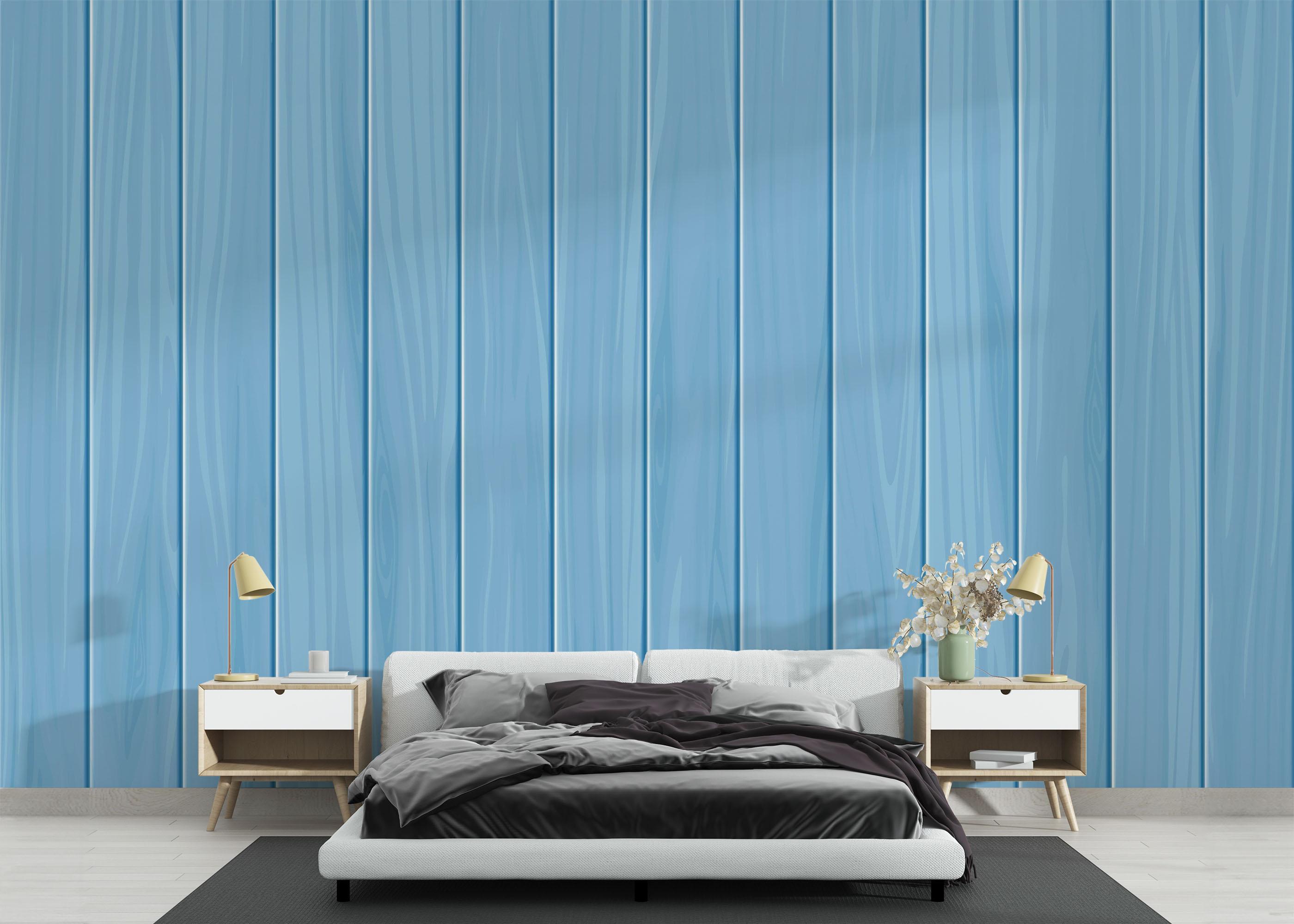 Fototapet Light Blue Wood mockup 3