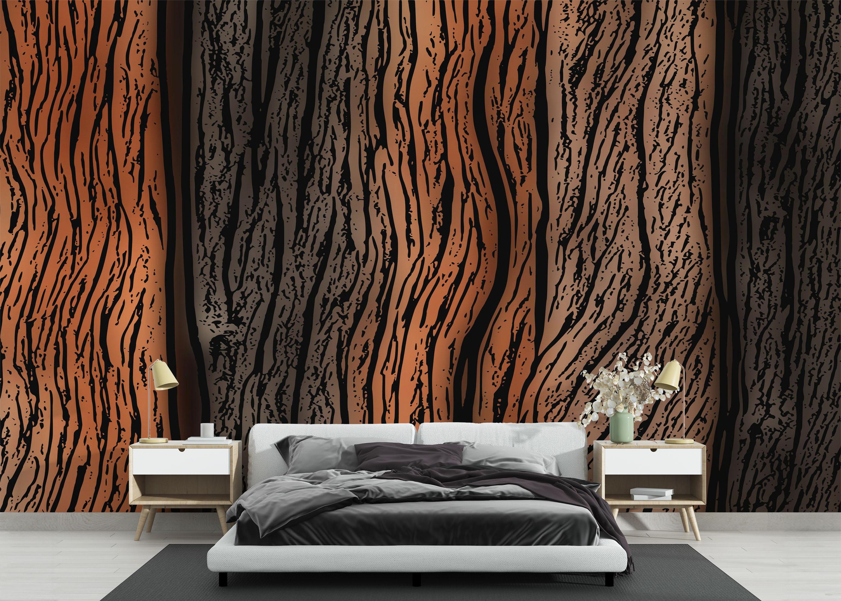 Fototapet Orange Black Wood mockup 3