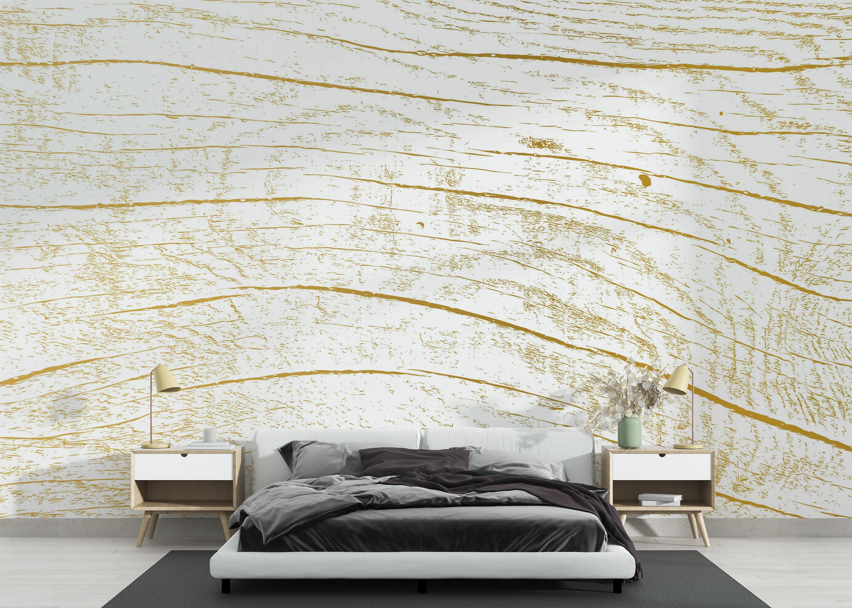 Fototapet White Gold Wood mockup 3