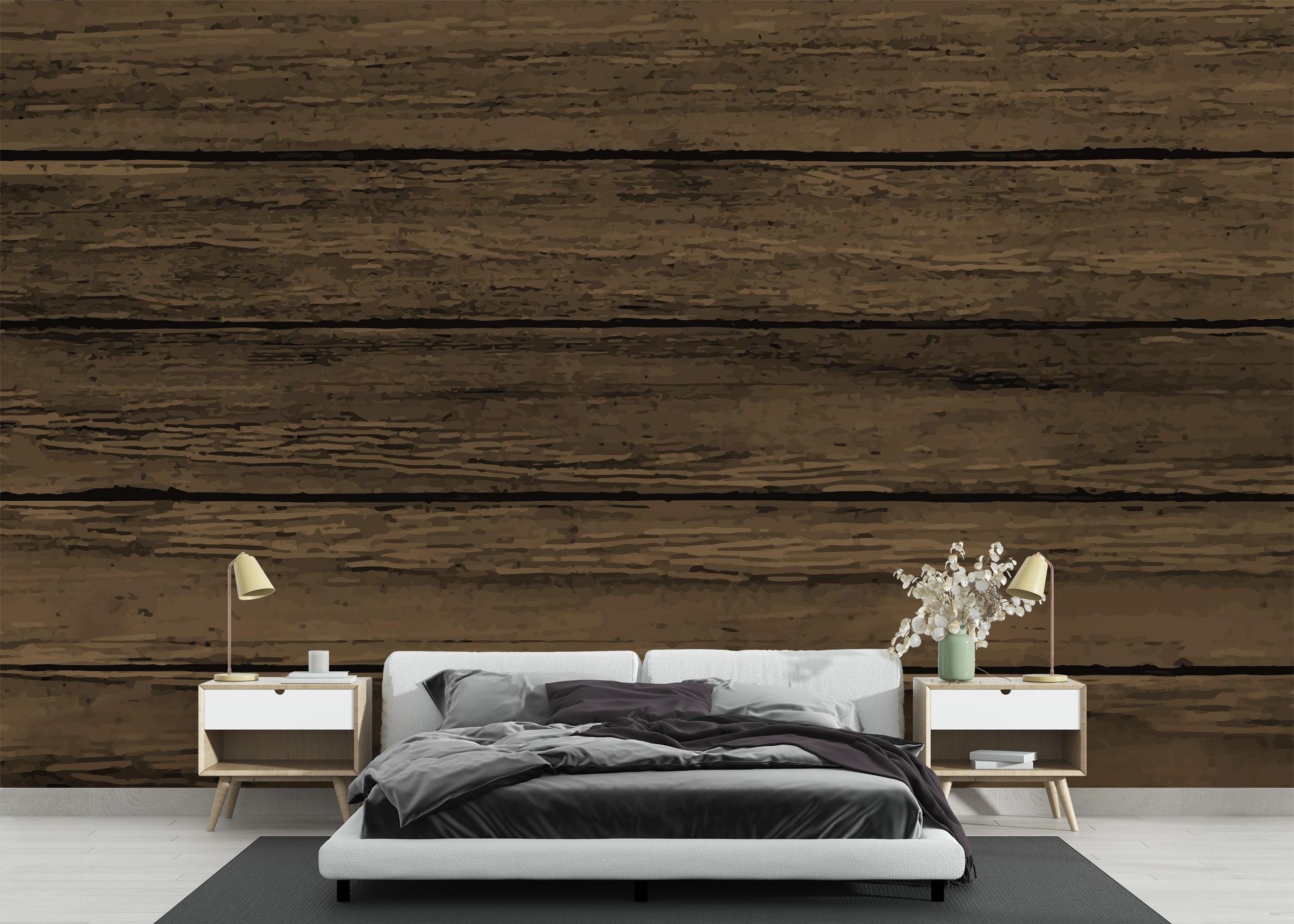 Fototapet Wooden Brown Wall mockup 3