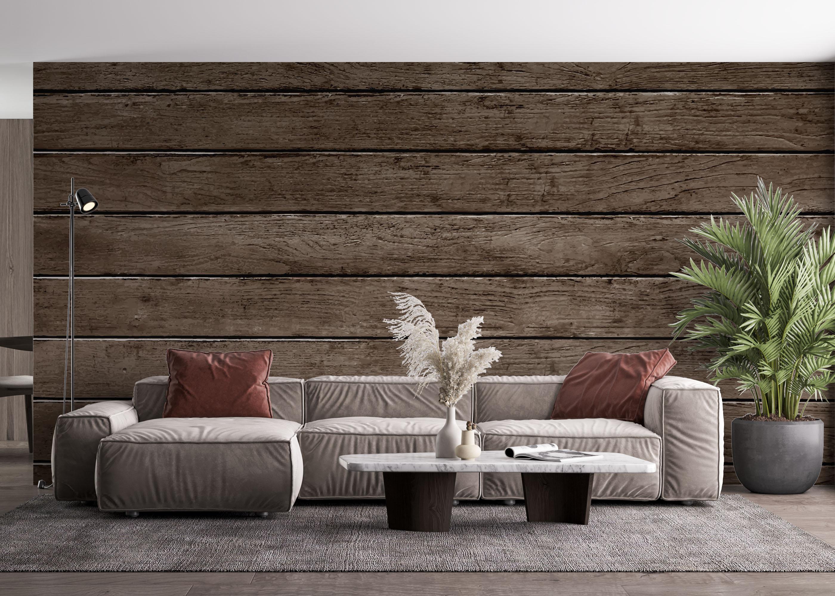 Fototapet Brown Wooden Wall mockup 4