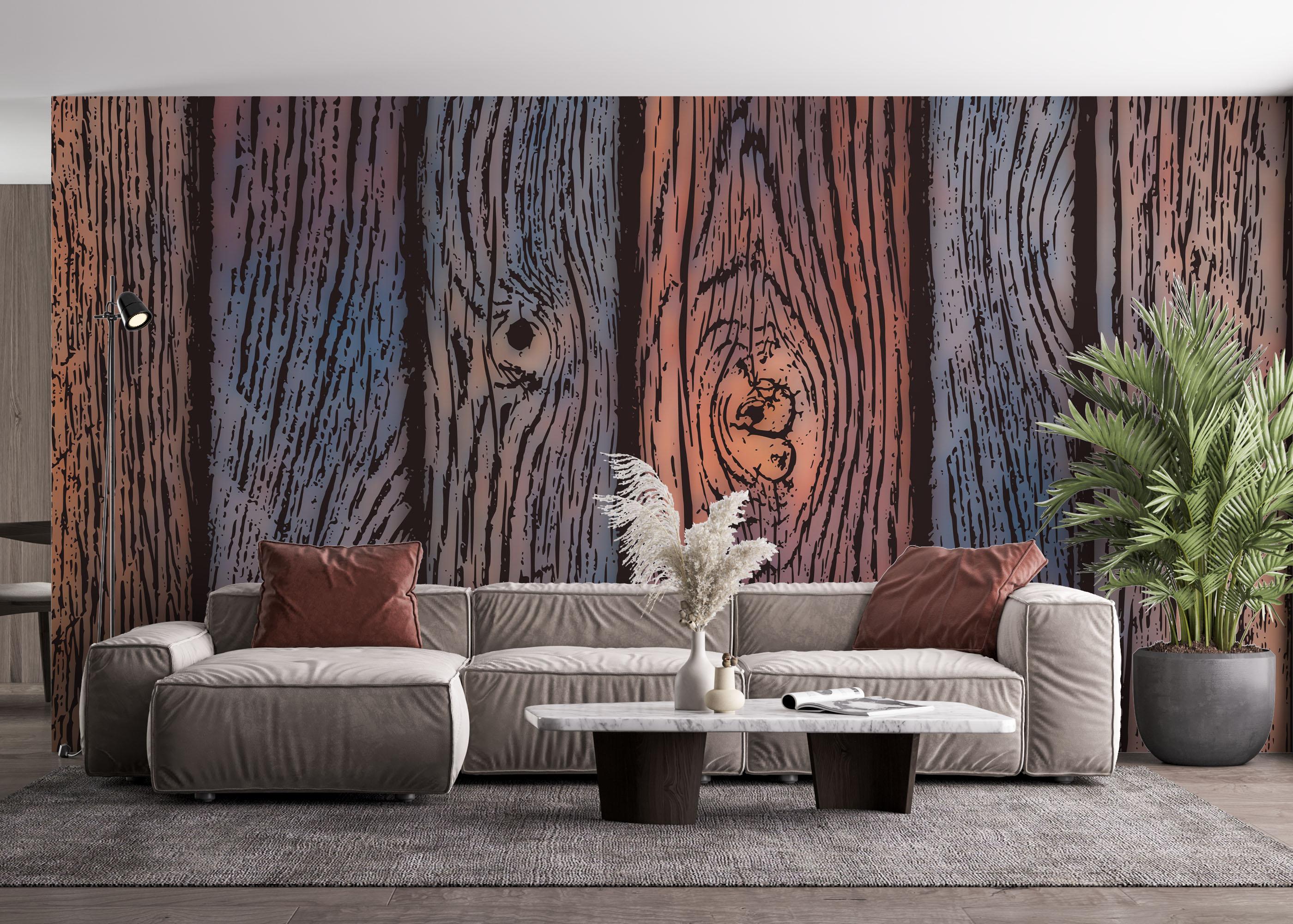 Fototapet Colorful Wood Wall mockup 4