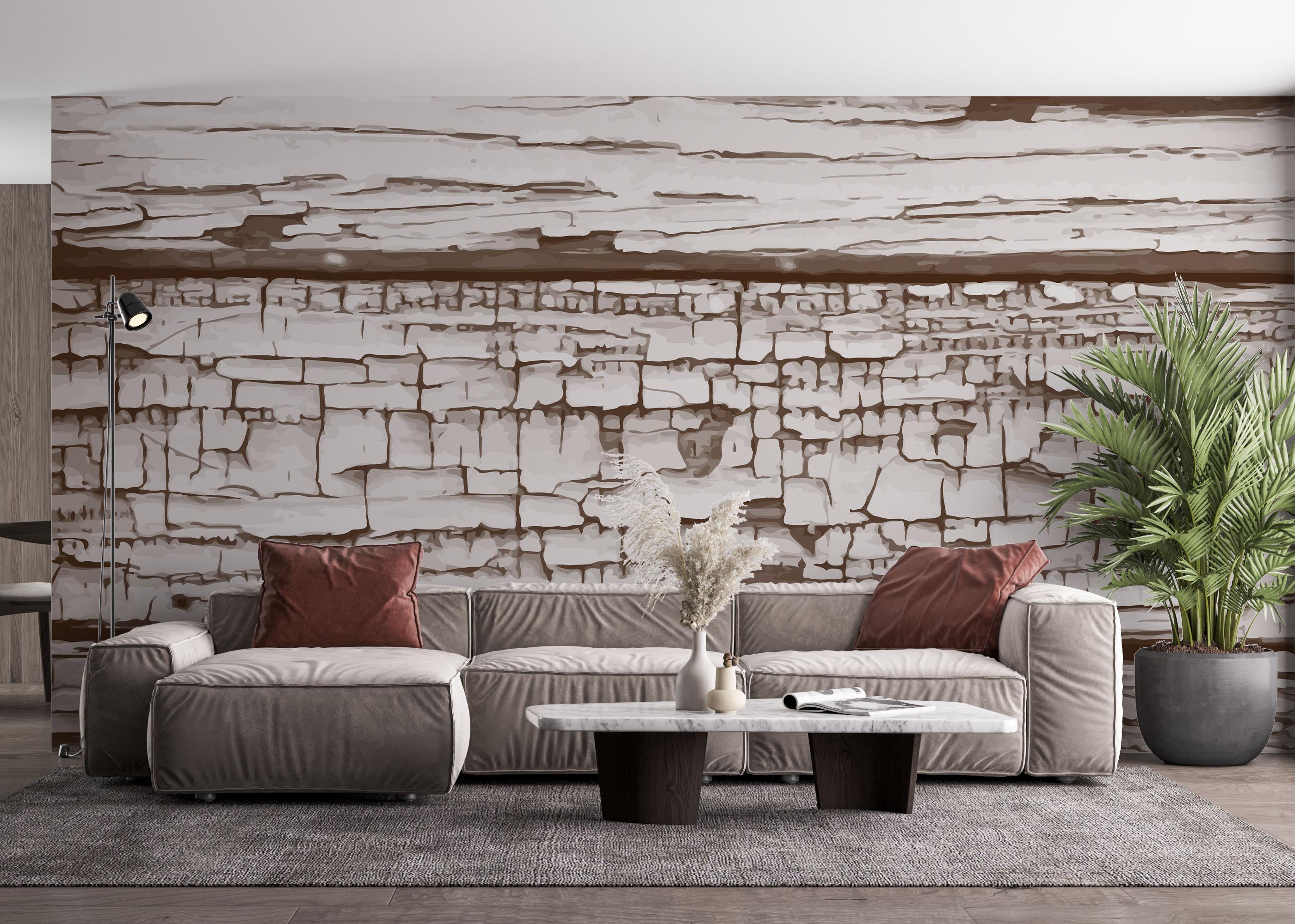 Fototapet Cracked Wood Paint mockup 4