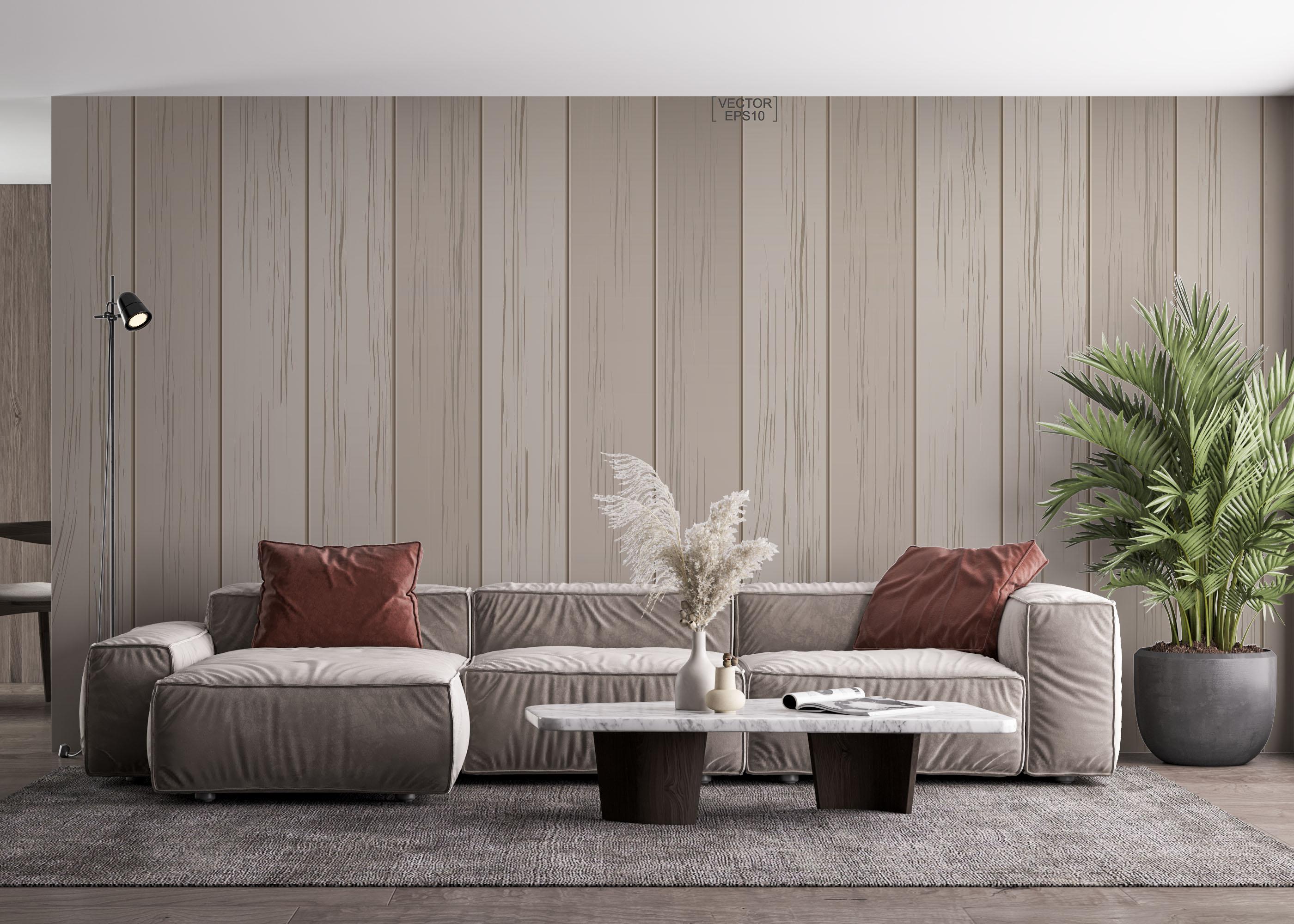 Fototapet Cream Wood Wall mockup 4