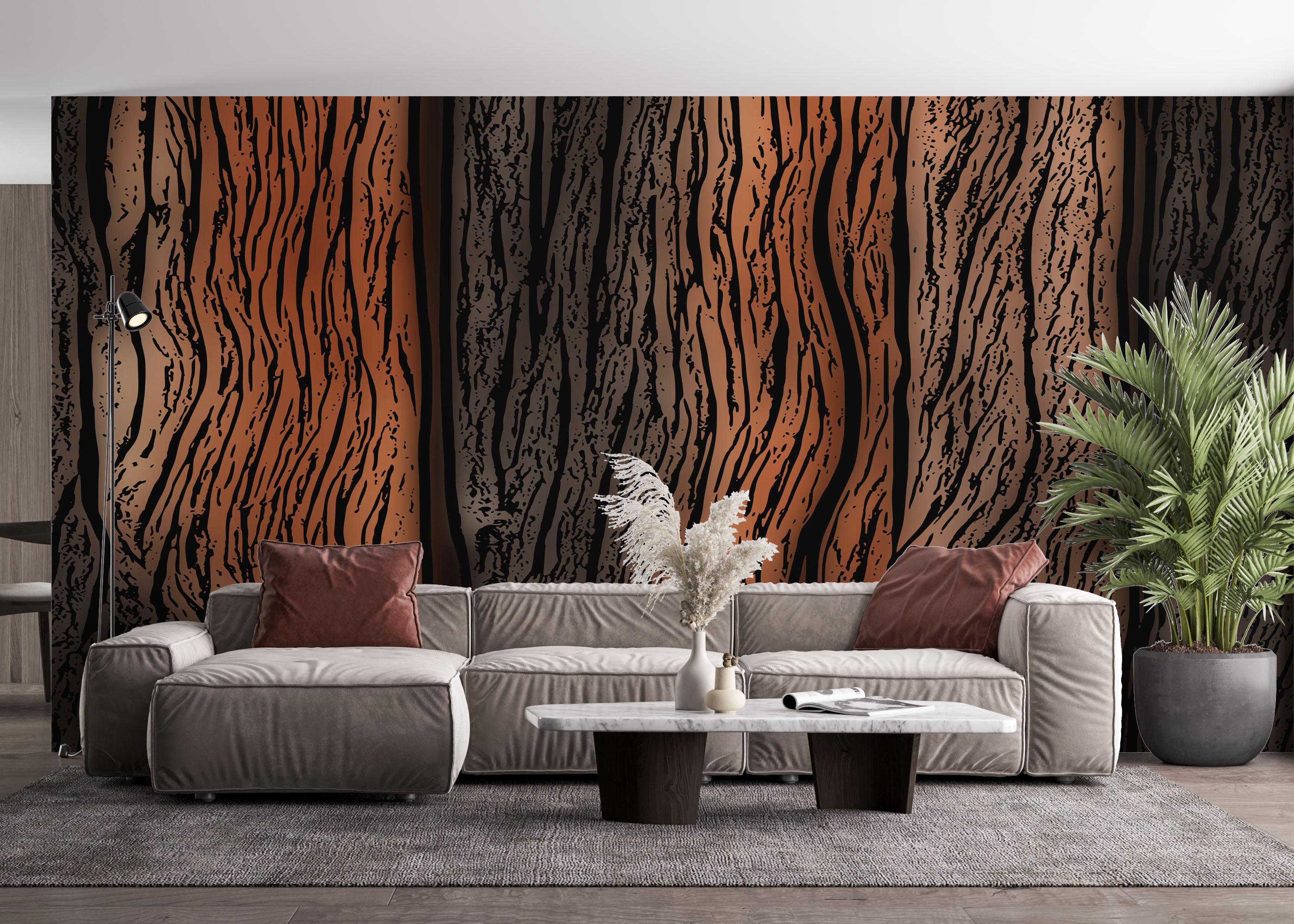 Fototapet Orange Black Wood mockup 4