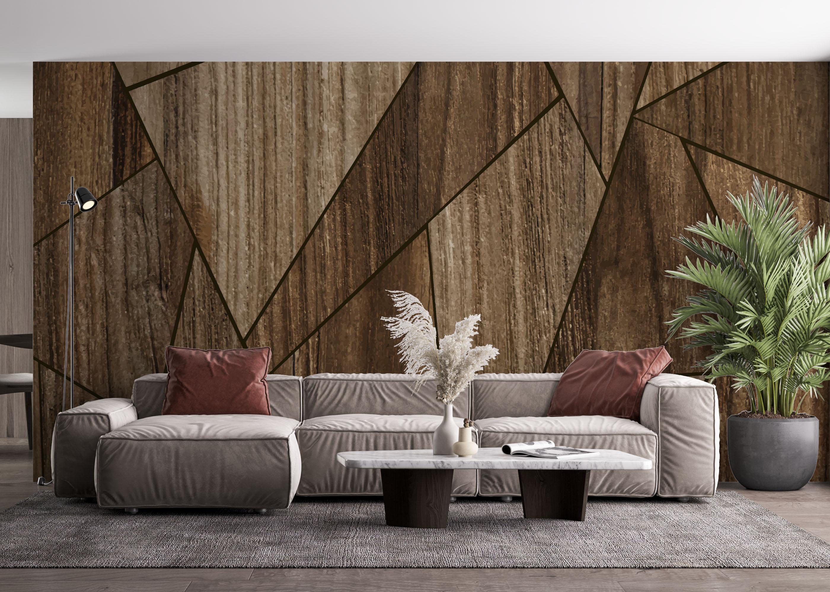 Fototapet Wood Triangle mockup 4