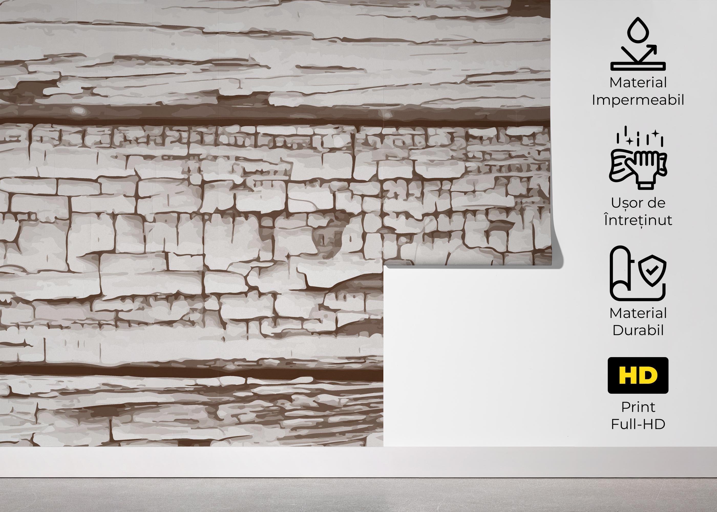 Fototapet Cracked Wood Paint mockup 5