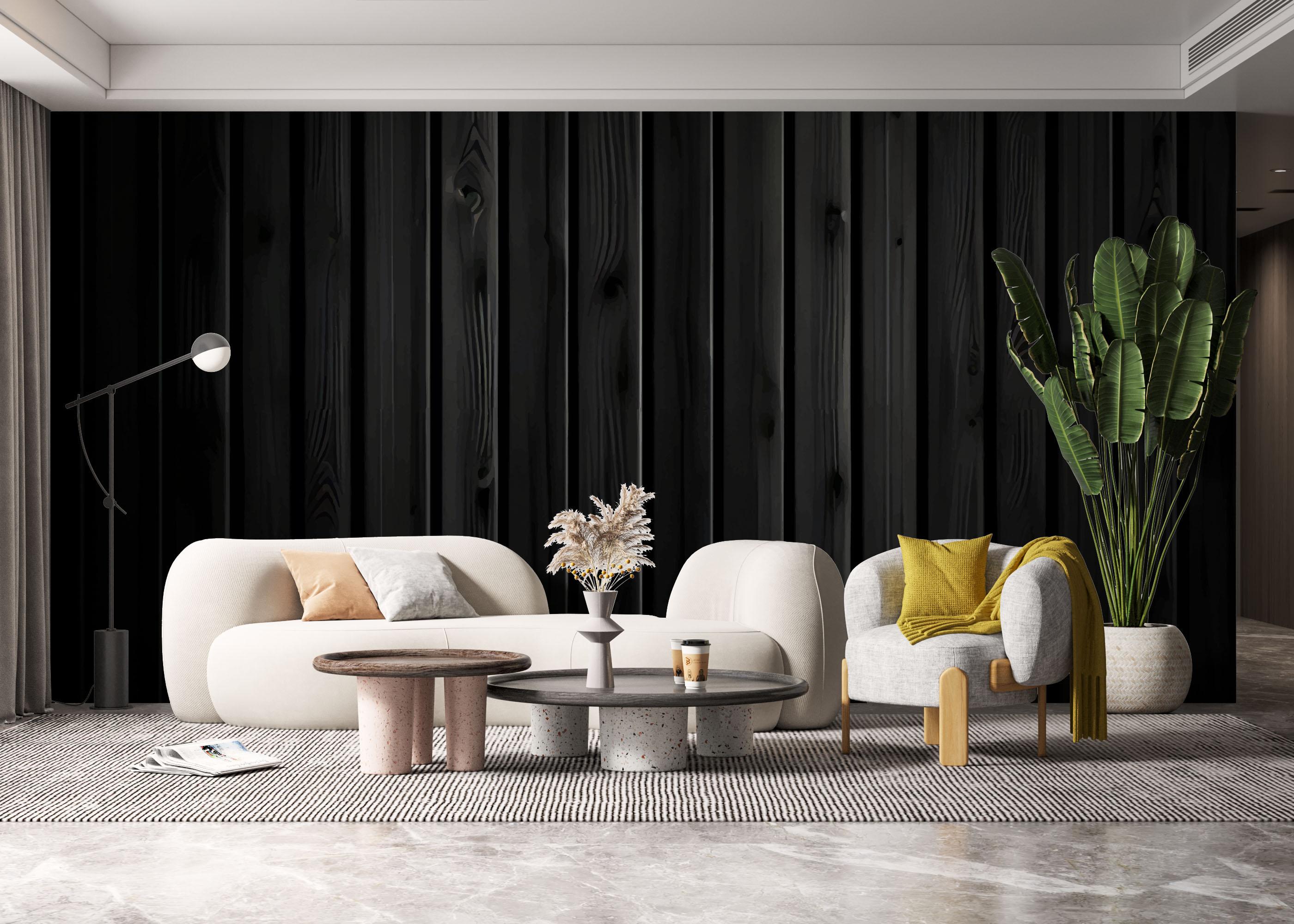 Fototapet Black Wood Wall mockup 6