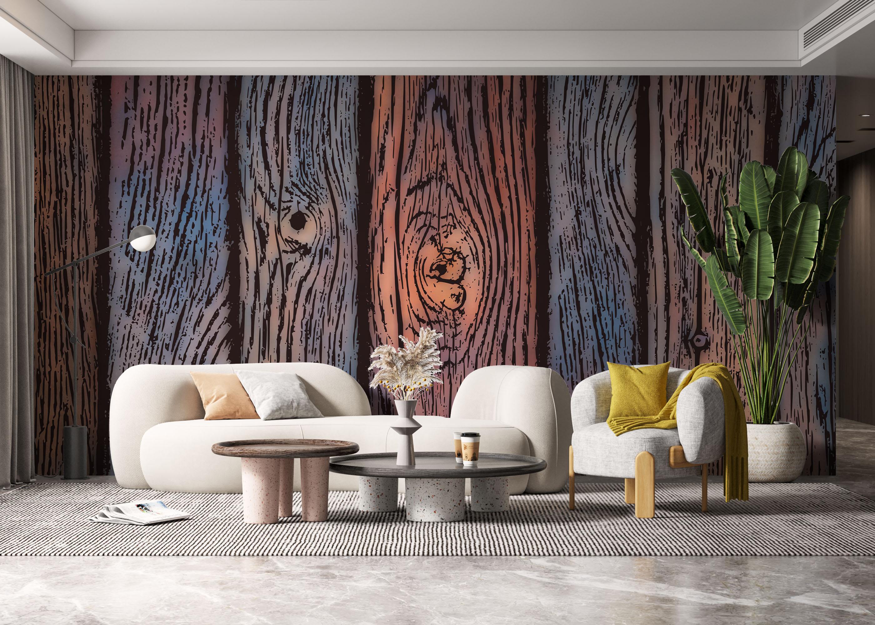 Fototapet Colorful Wood Wall mockup 6
