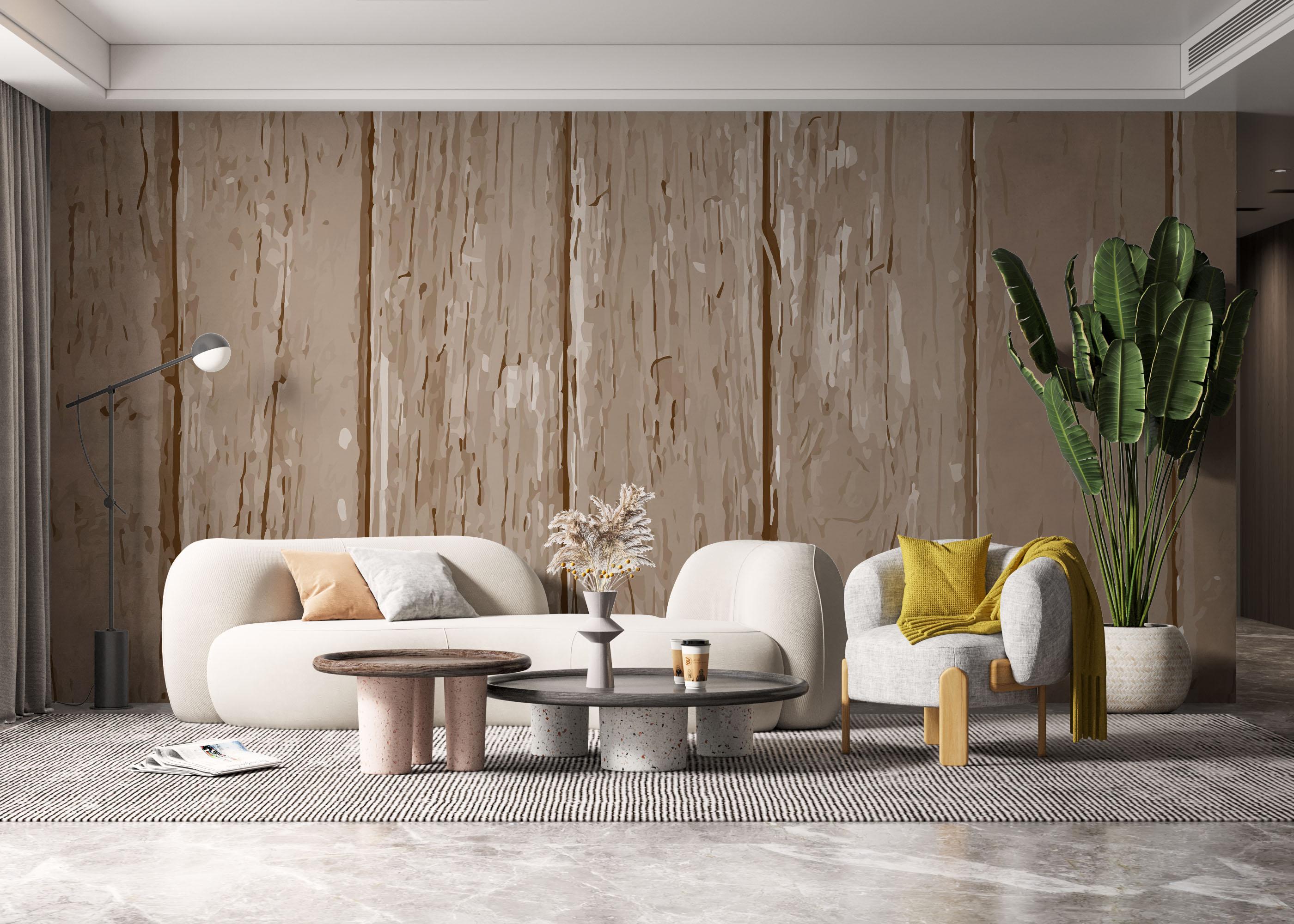 Fototapet Cream Wooden Wall mockup 6