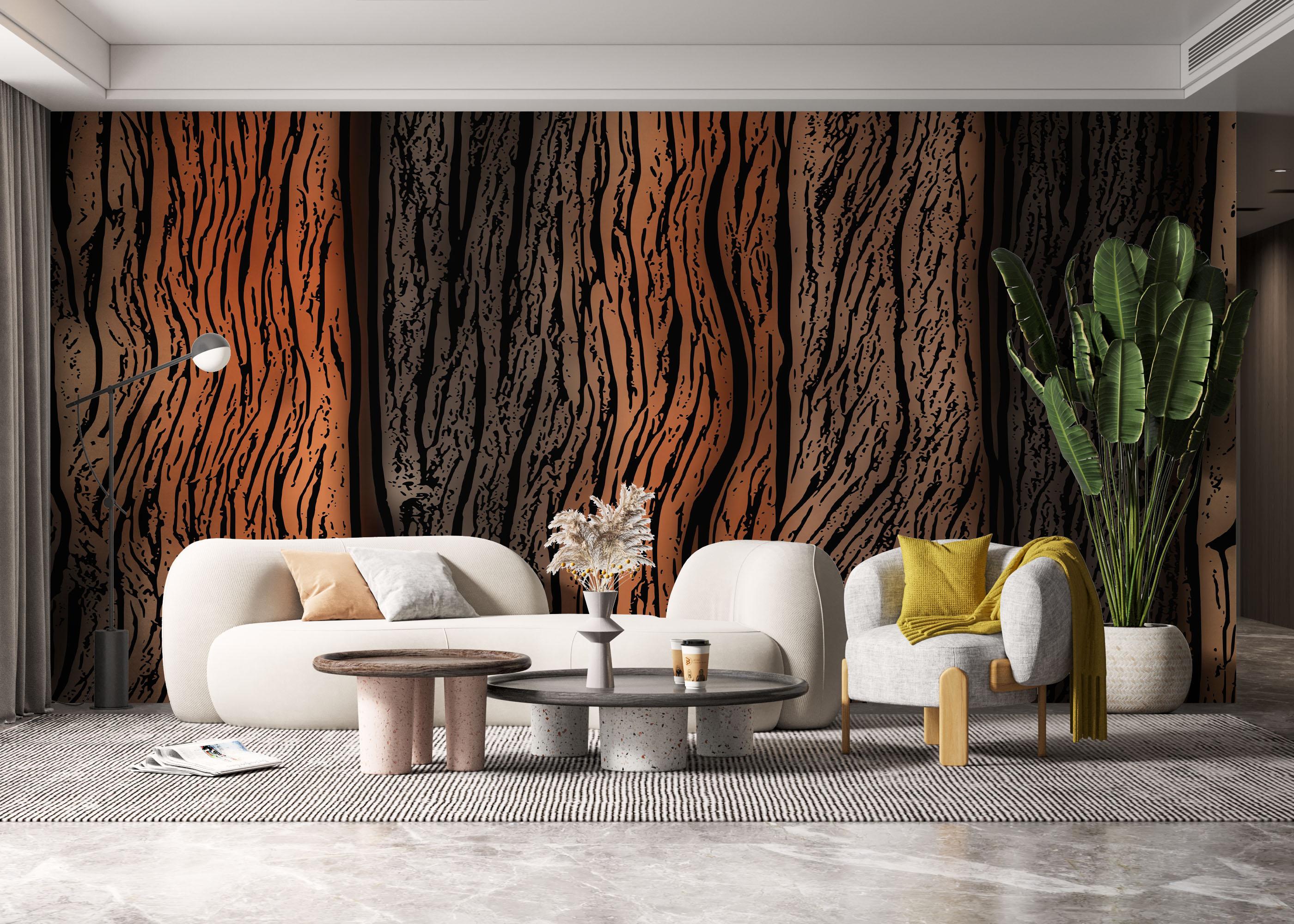 Fototapet Orange Black Wood mockup 6