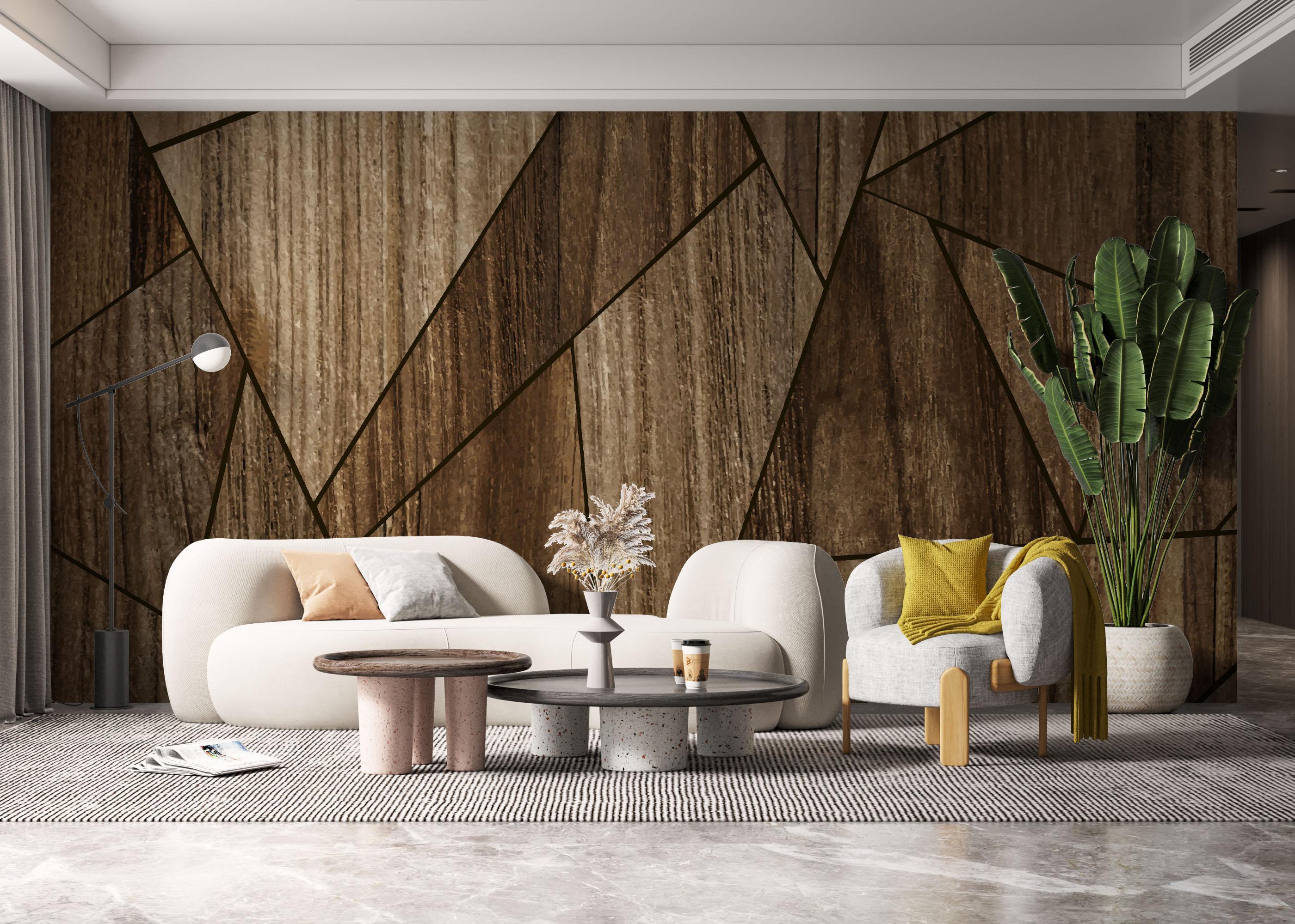 Fototapet Wood Triangle mockup 6