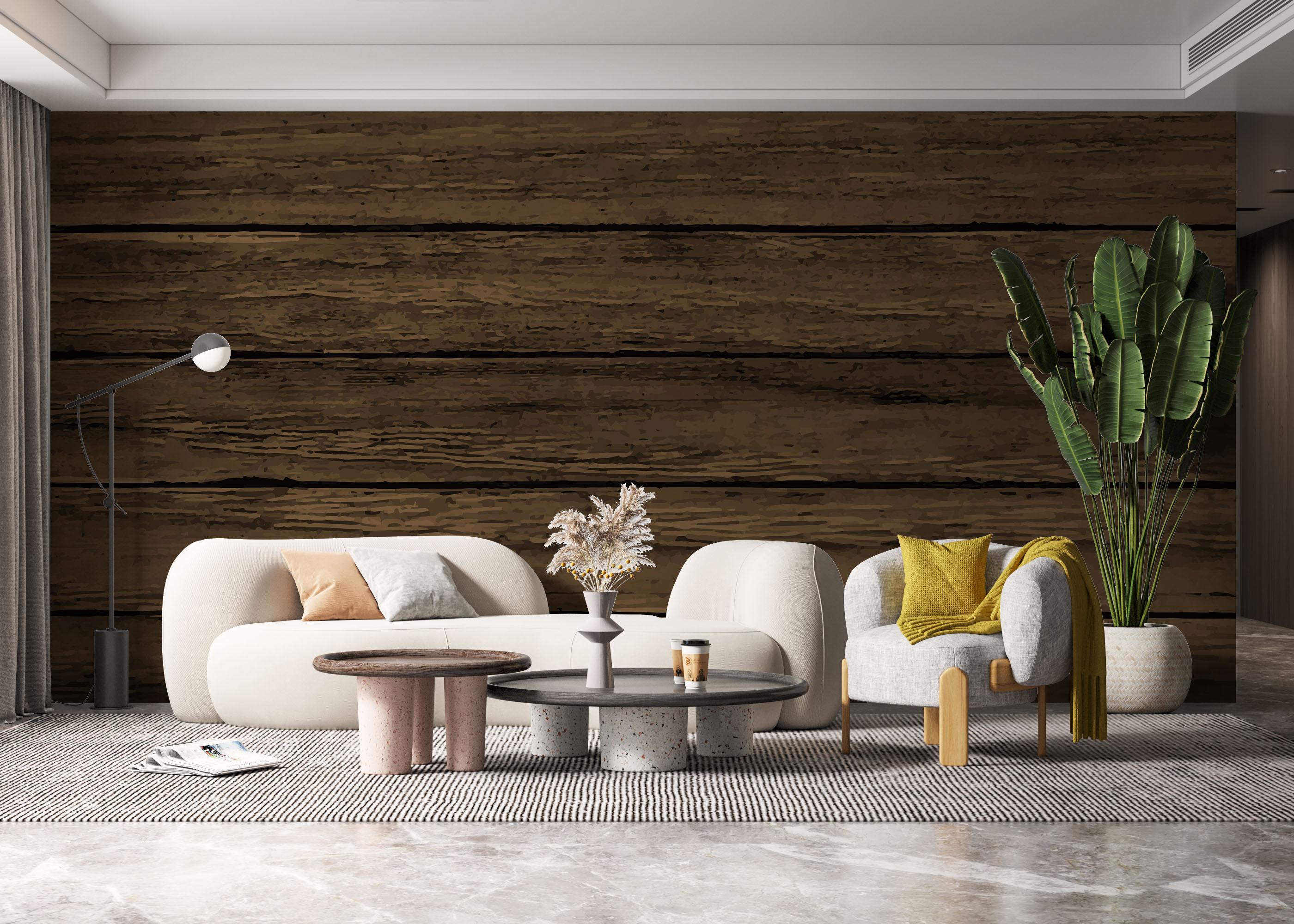 Fototapet Wooden Brown Wall mockup 6